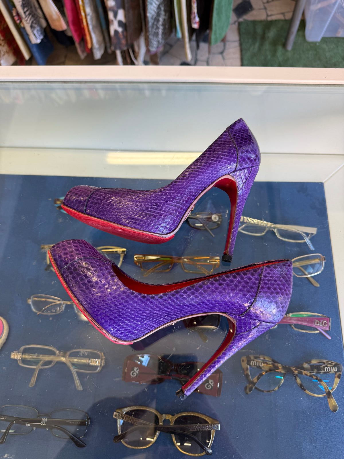 Décolleté Cesare Paciotti pitone viola 00s