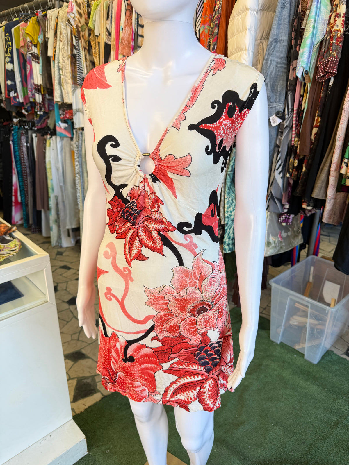 Abito Roberto Cavalli fiori d’ibisco 00s