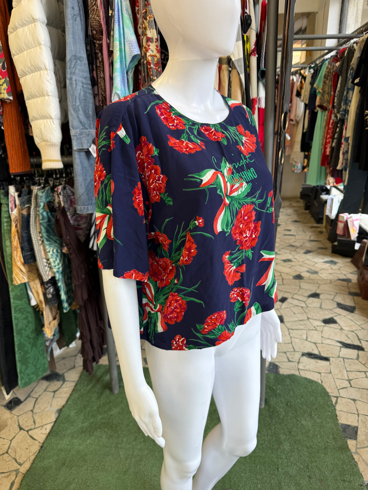 Top Moschino Italia e fiori 1988