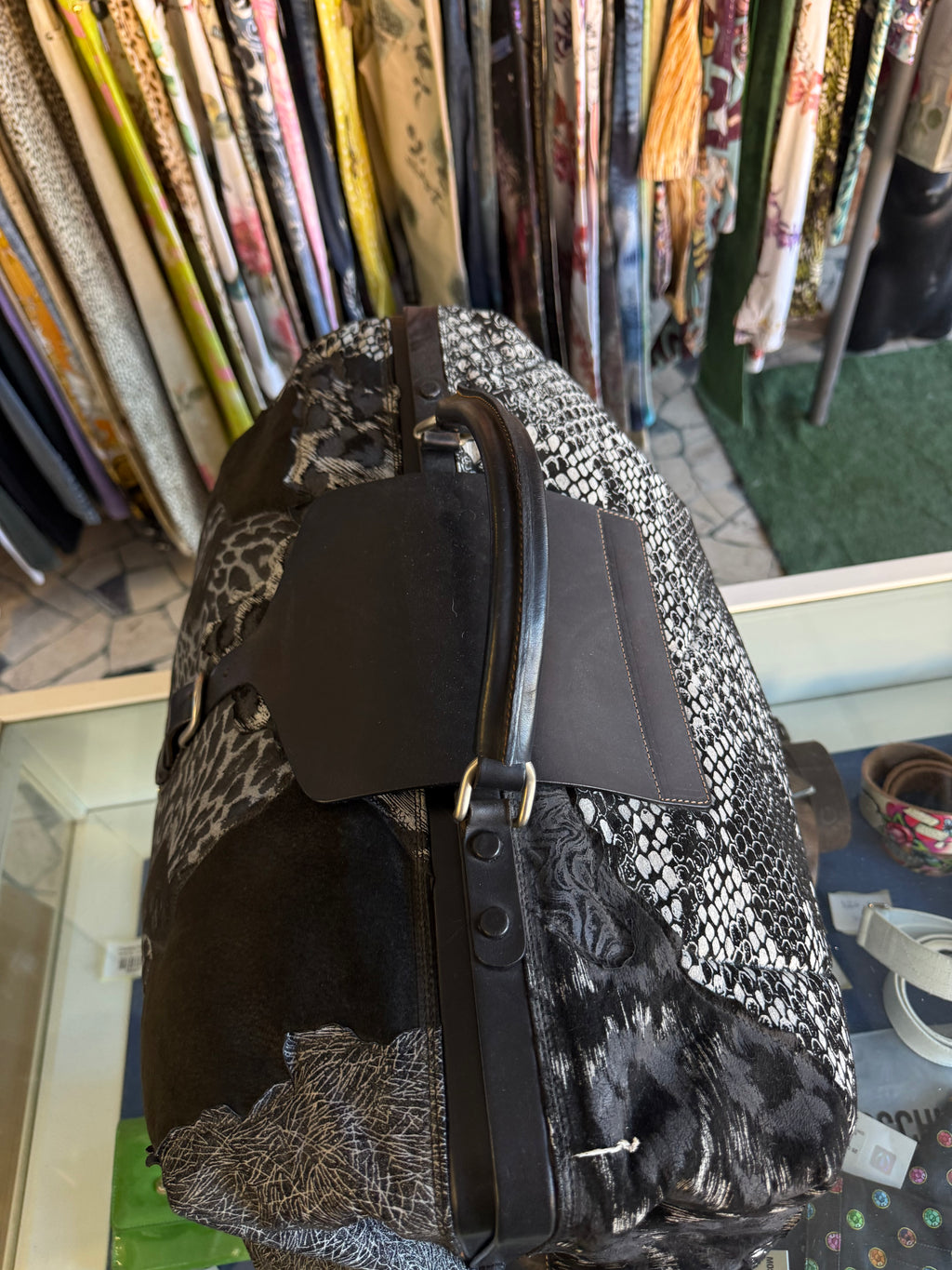 Borsa Roberto Cavalli da viaggio giaguaro patchwork anni 80