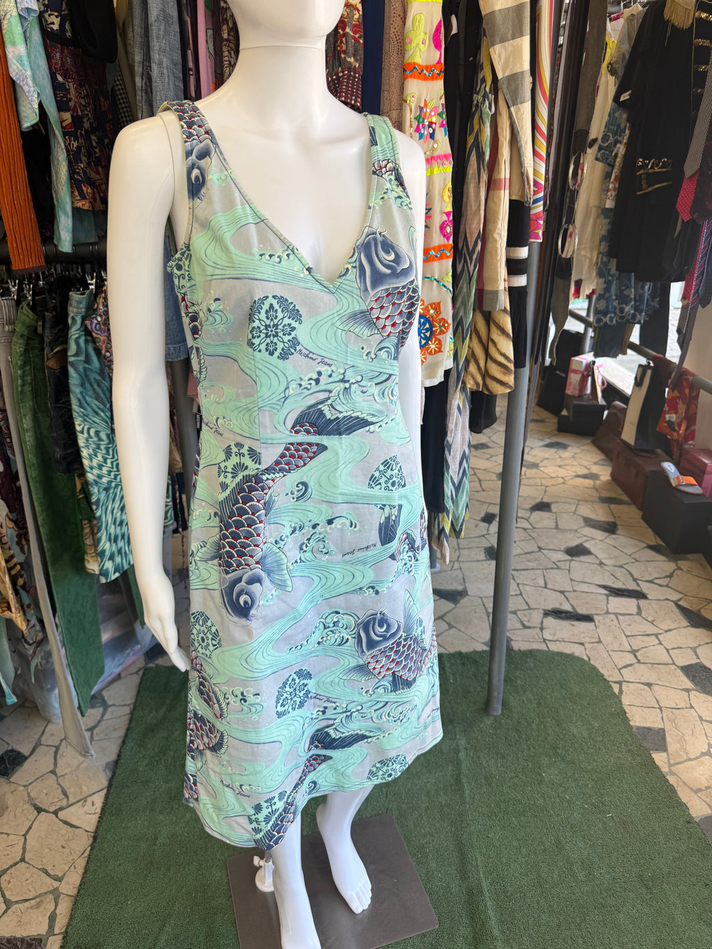 Abito Moschino carpe koi giapponesi 90s