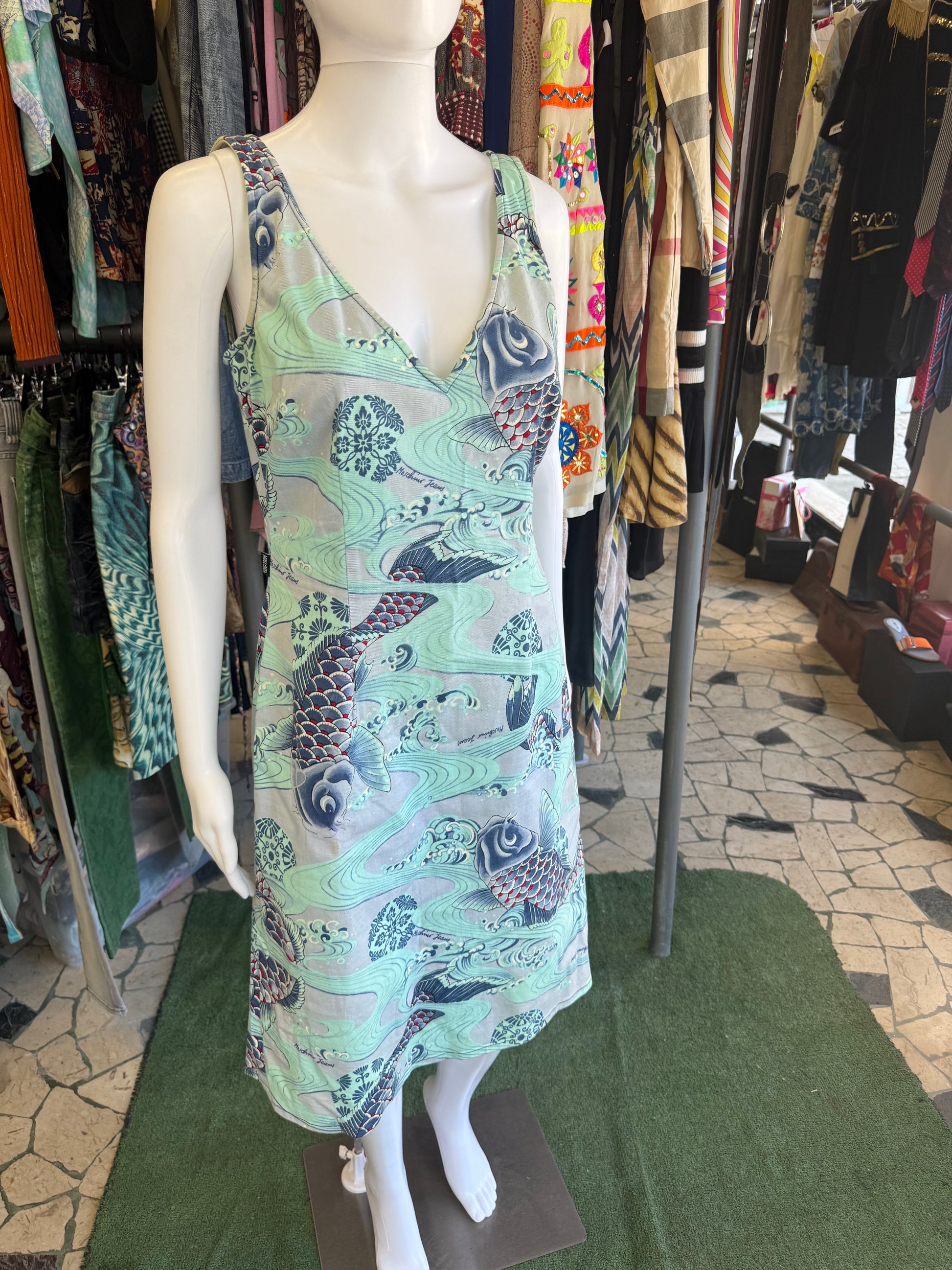 Abito Moschino carpe koi giapponesi 90s
