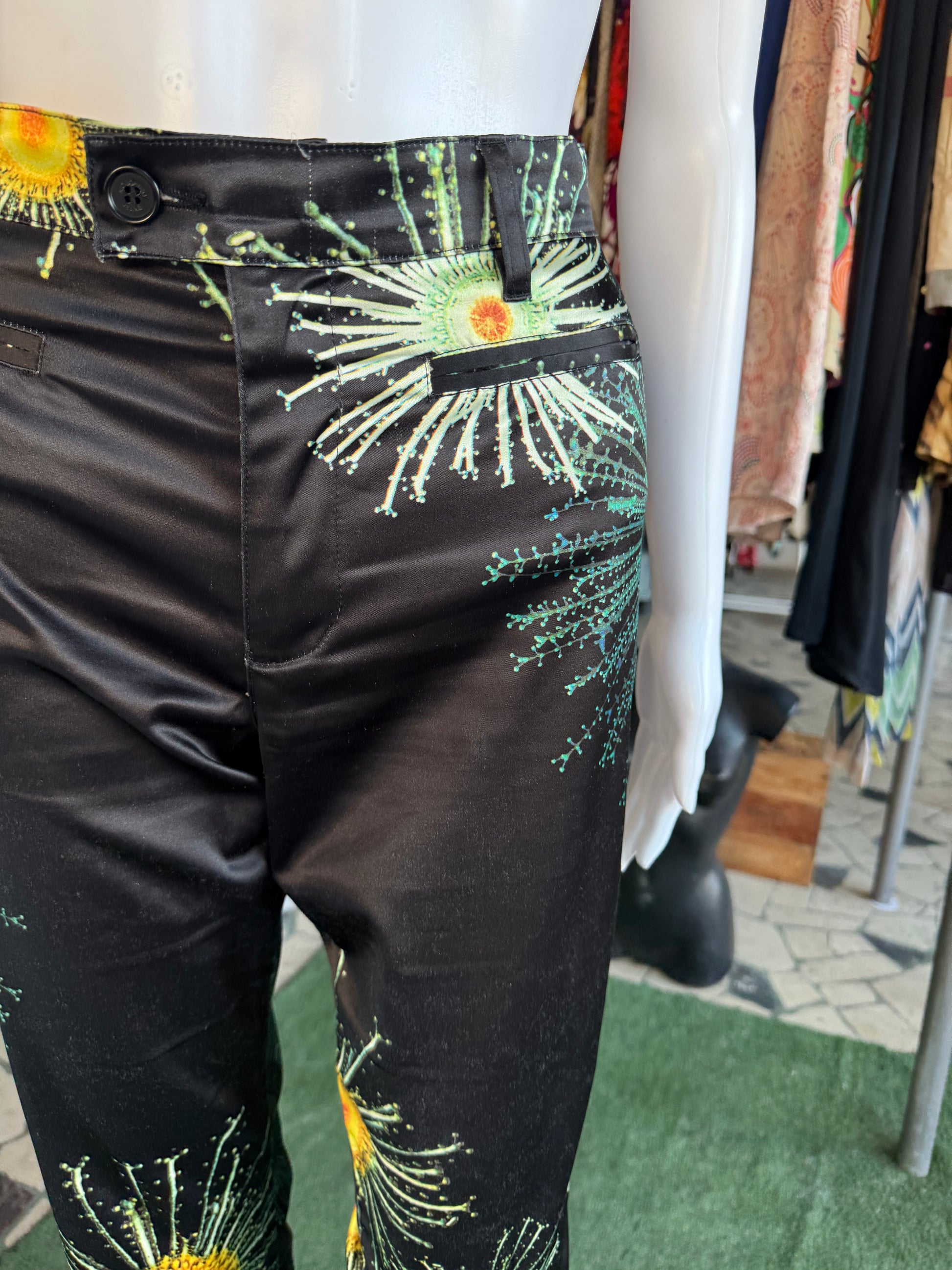 Pantaloni Moschino fiori a microscopio 90s