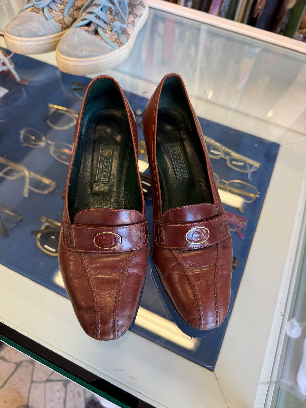 Tacchi Gucci logo GG anni 80