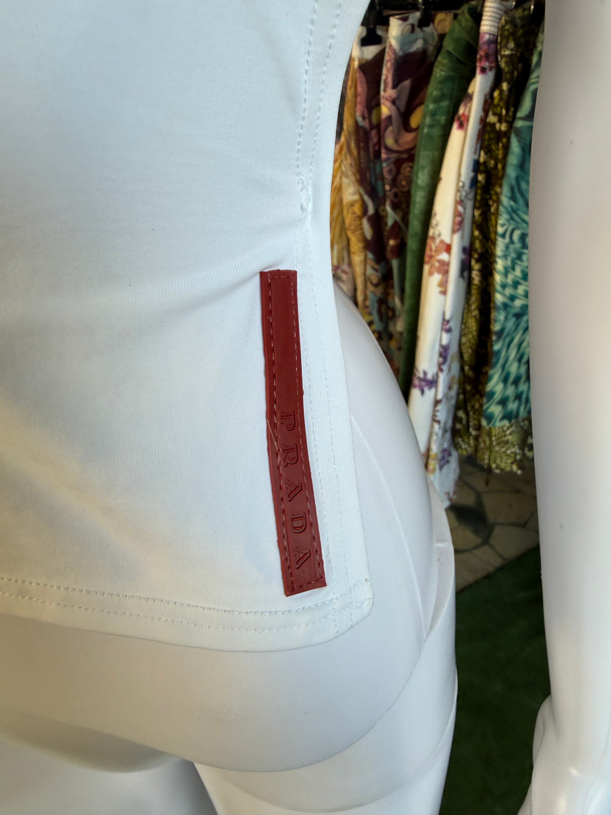 Top Prada schiena scoperta bianco 90s