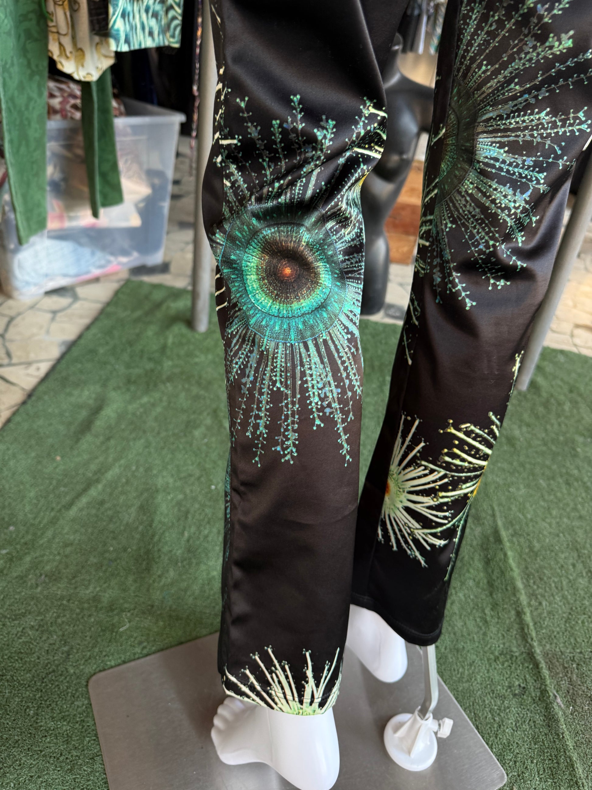 Pantaloni Moschino fiori a microscopio 90s