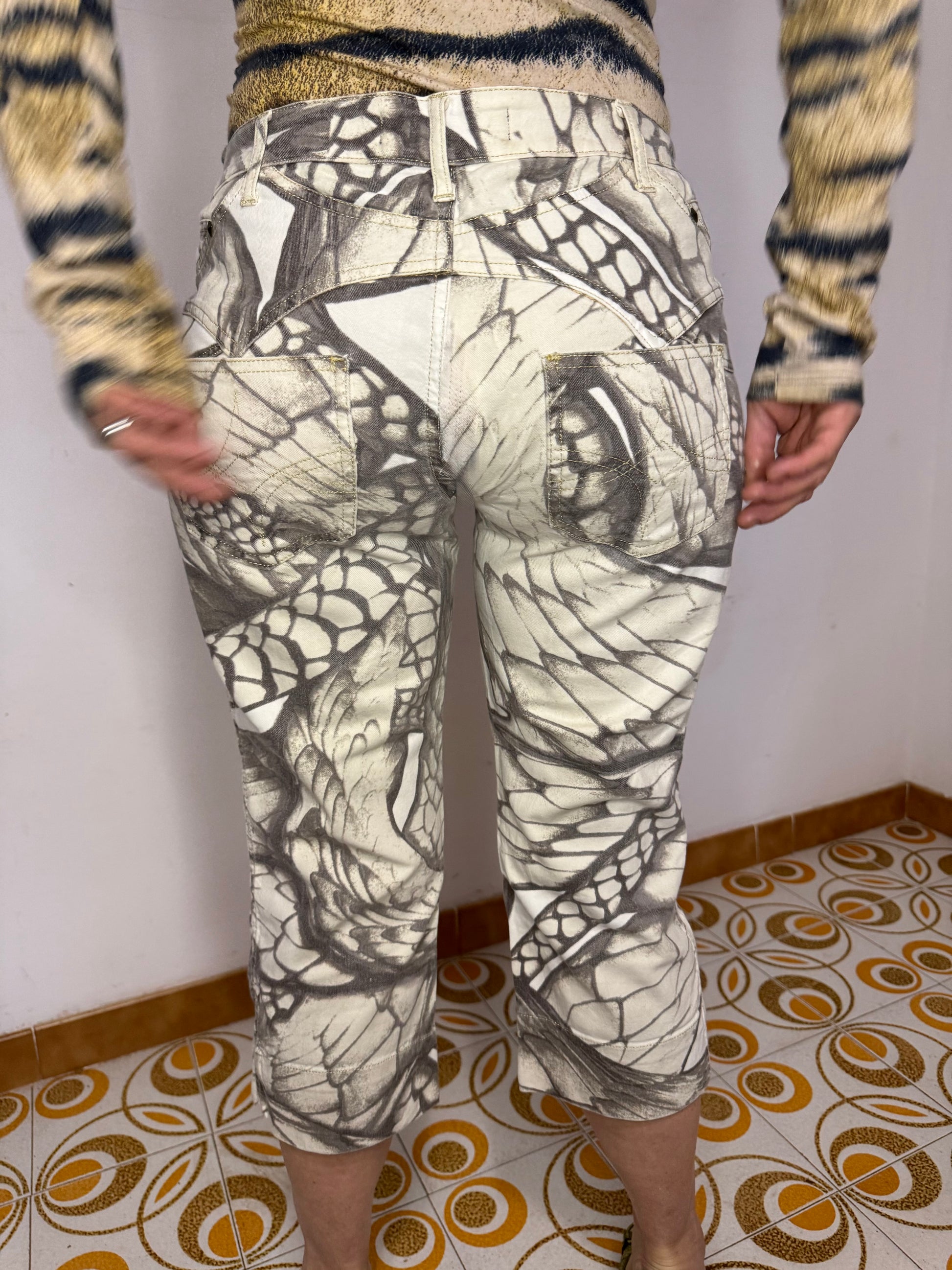 Jeans stampa squama cocco Roberto Cavalli Just 2000” pinochietto