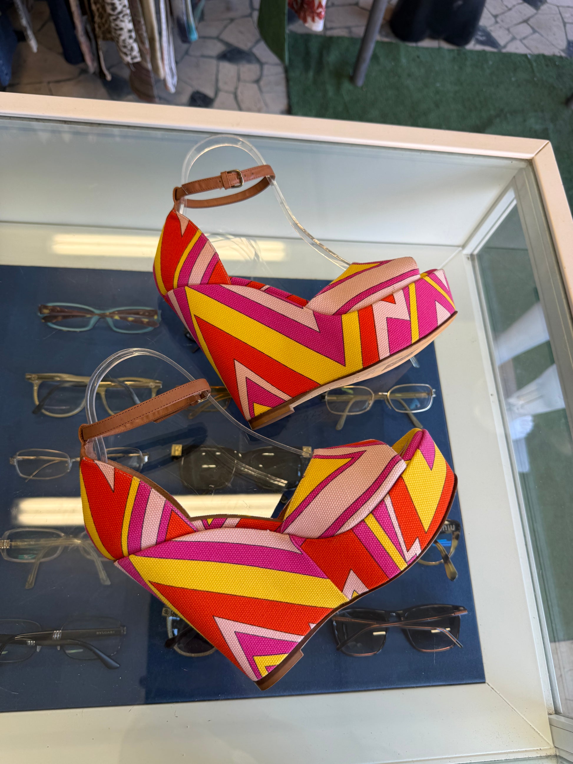 Sandali zeppa Missoni gemoetria multicolore nuovi