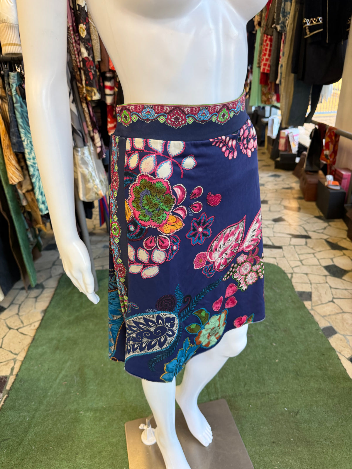 Gonna Etro stampa fiori e iconico paisley 2010s