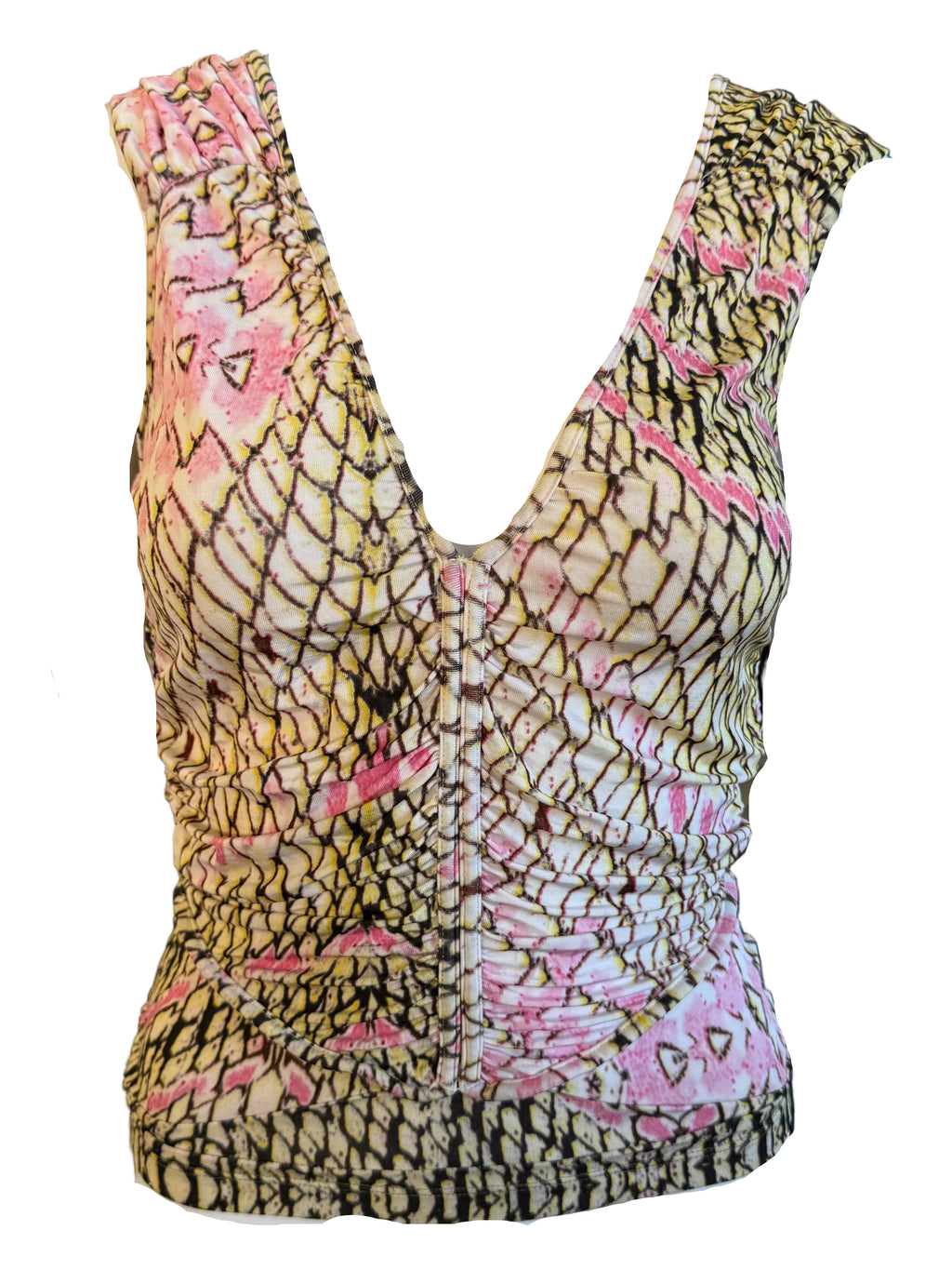 Top Roberto Cavalli squame gialle 00s