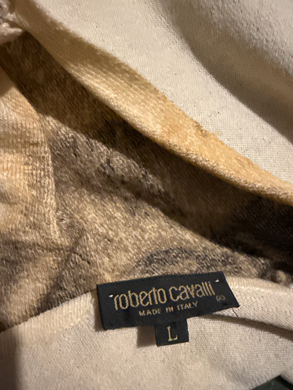 Cardigan lungo Roberto Cavalli stampa pelliccia lupo FW1999