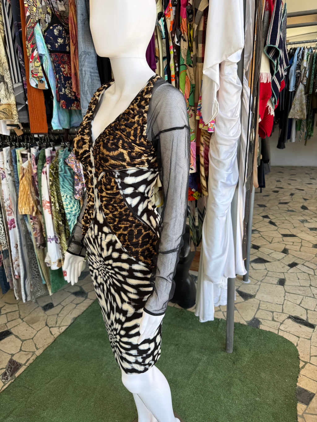Abito Roberto Cavalli animalier leopardo nuovo 2000s
