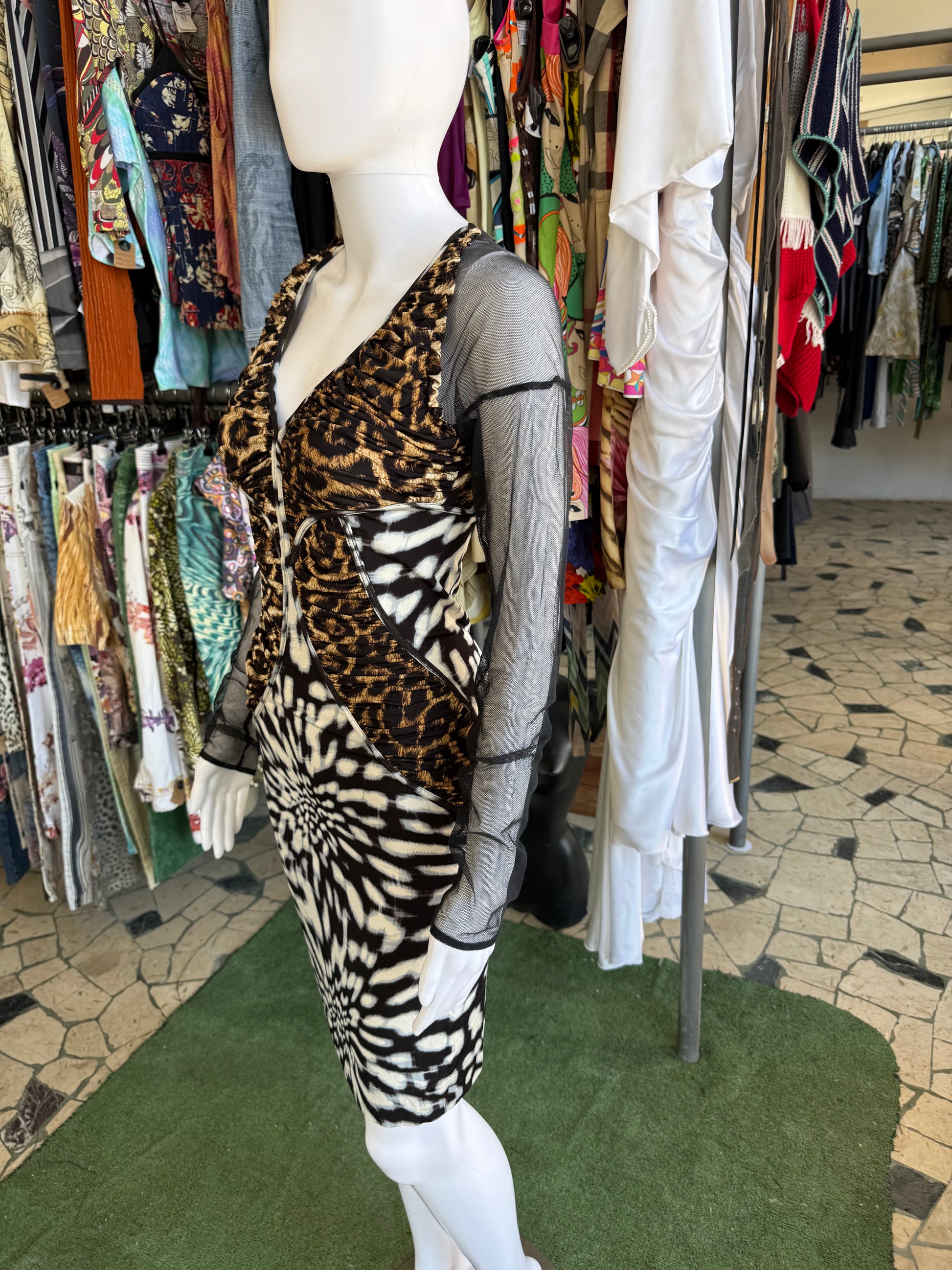 Abito Roberto Cavalli animalier leopardo nuovo 2000s