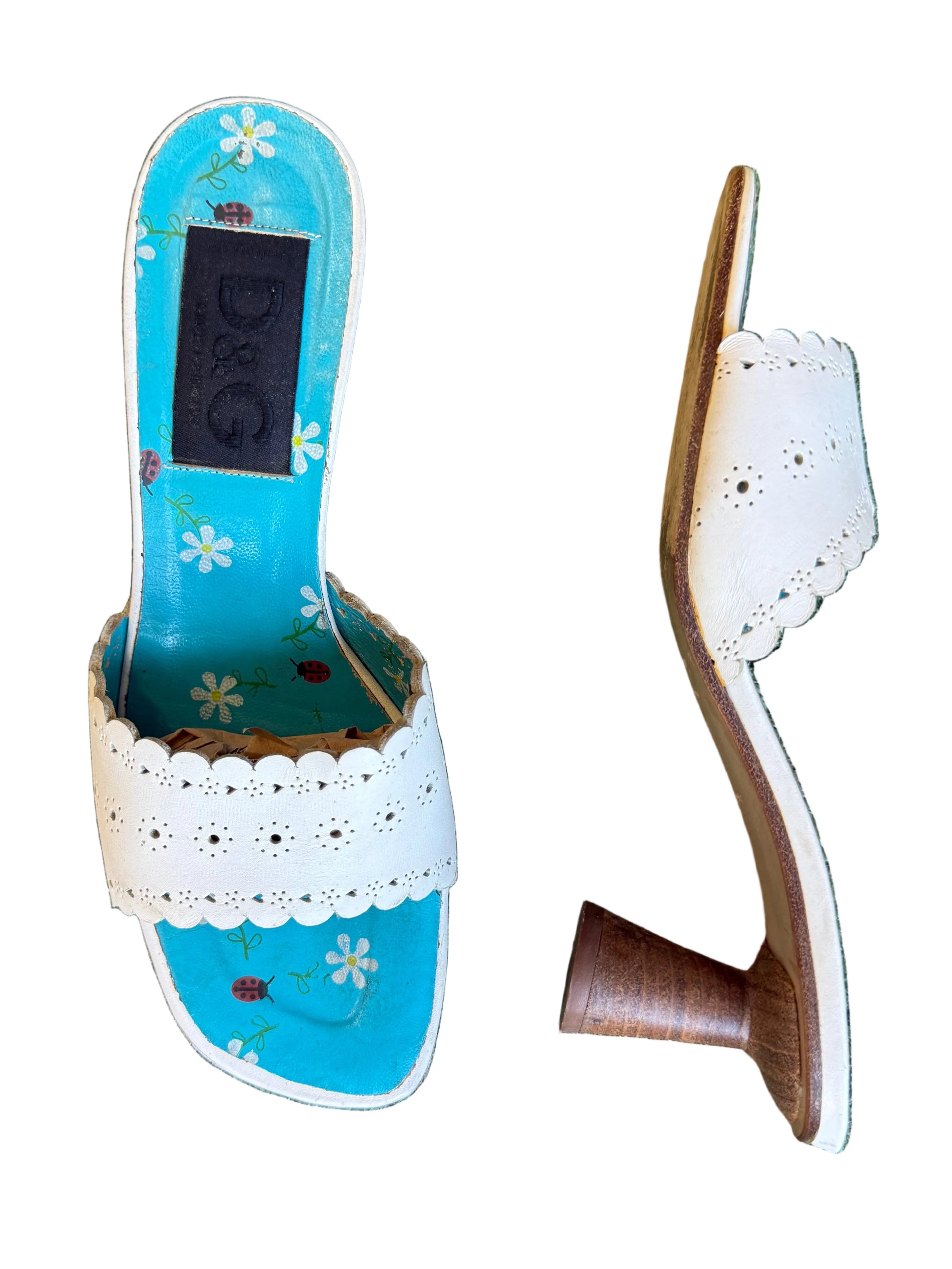 Sandali Dolce & Gabbana kitten heels pelle traforata 90s