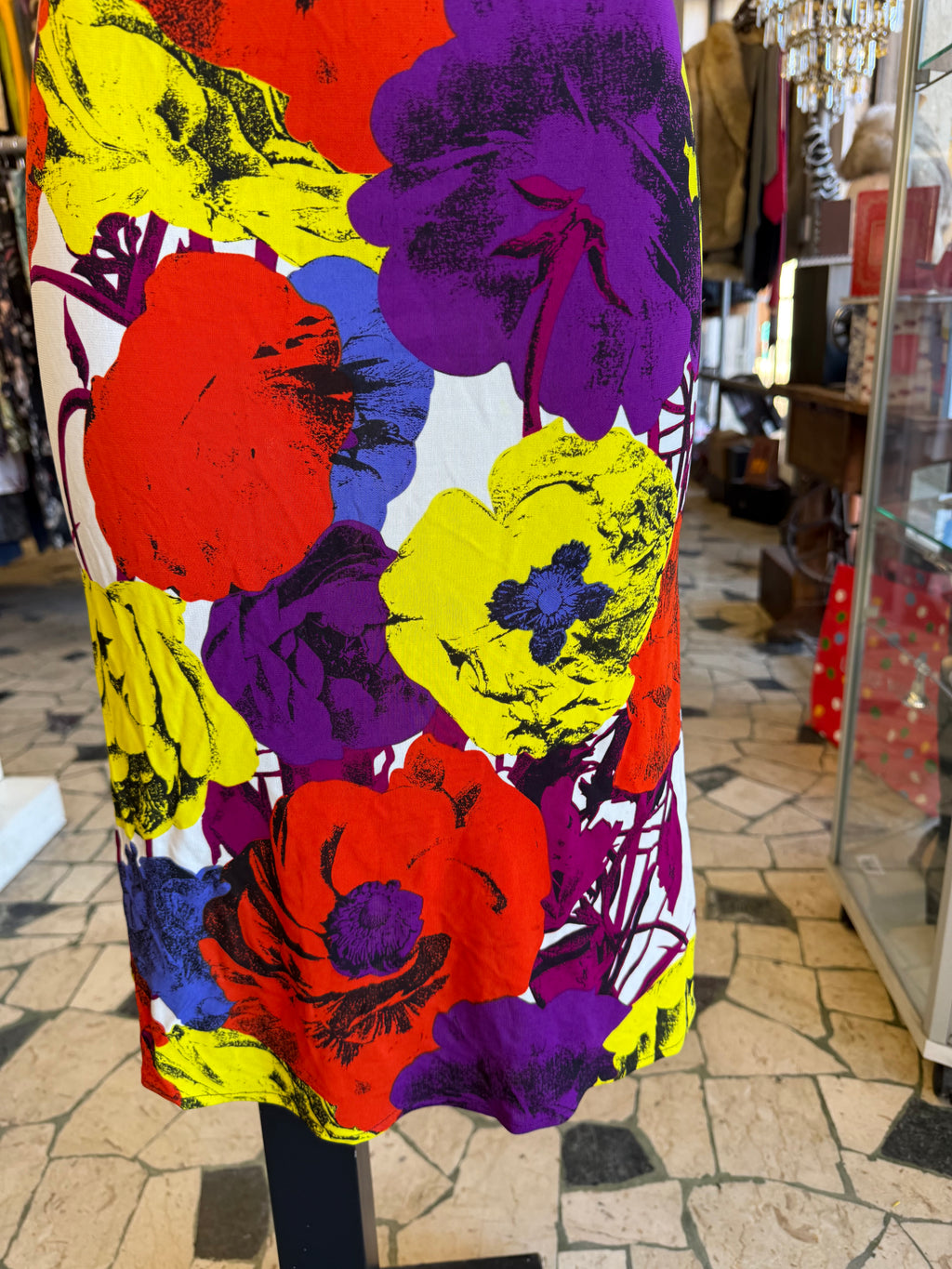 Abito Gianni Versace SS2002 stampa fiori multicolore