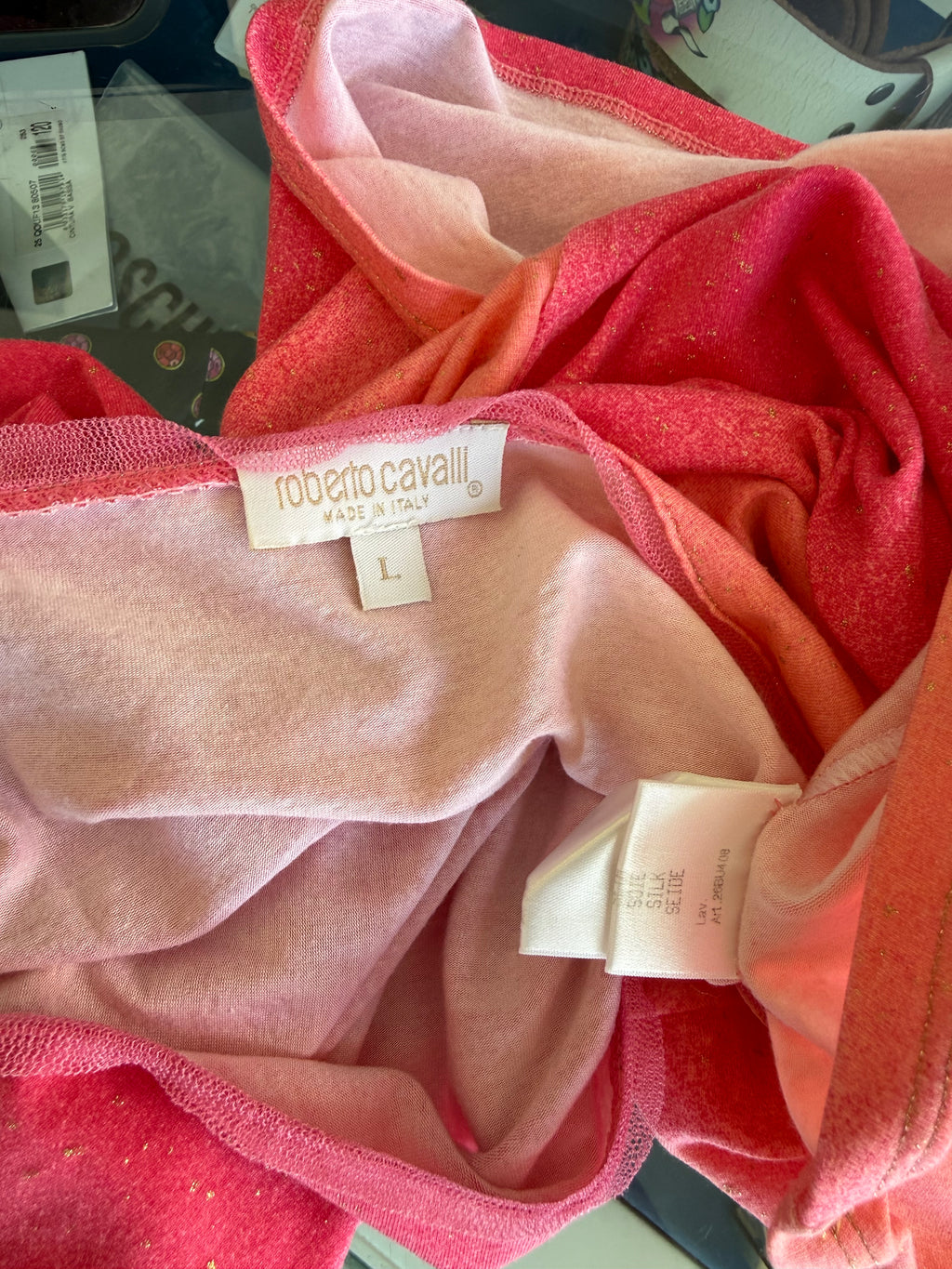 Top Roberto Cavalli FW2000 rosa in seta