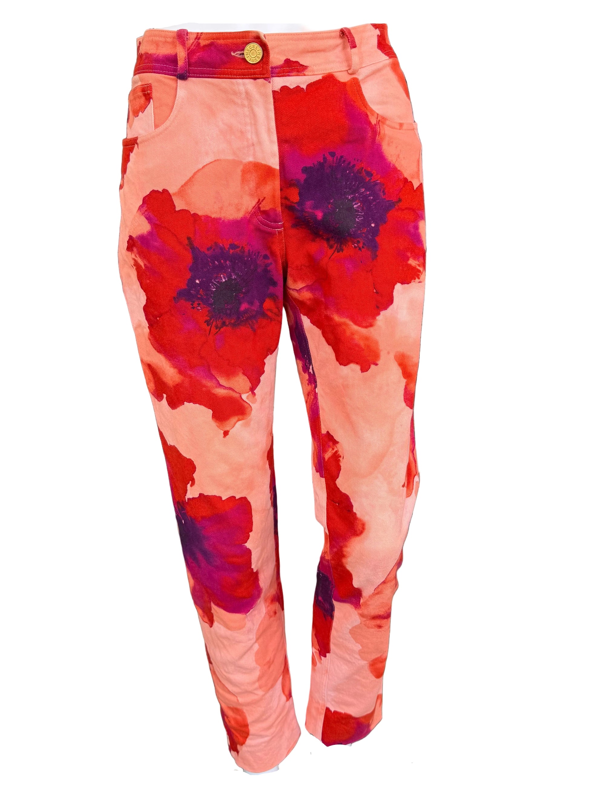 Jeans Celine SS2004 fiori di papavero