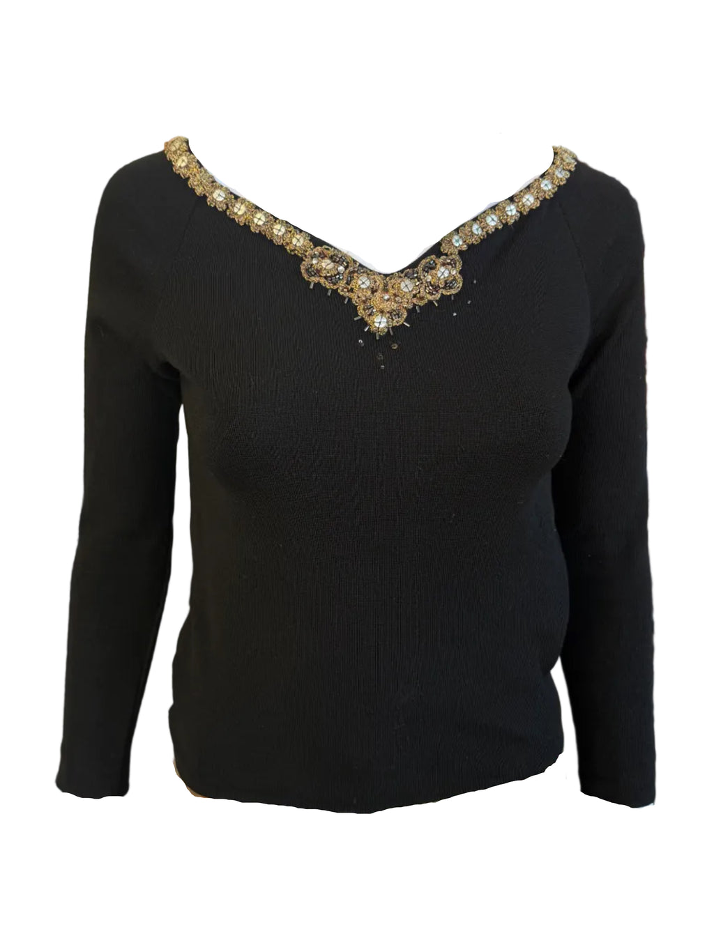 Top Blumarine ricamato pelle e lana 00s