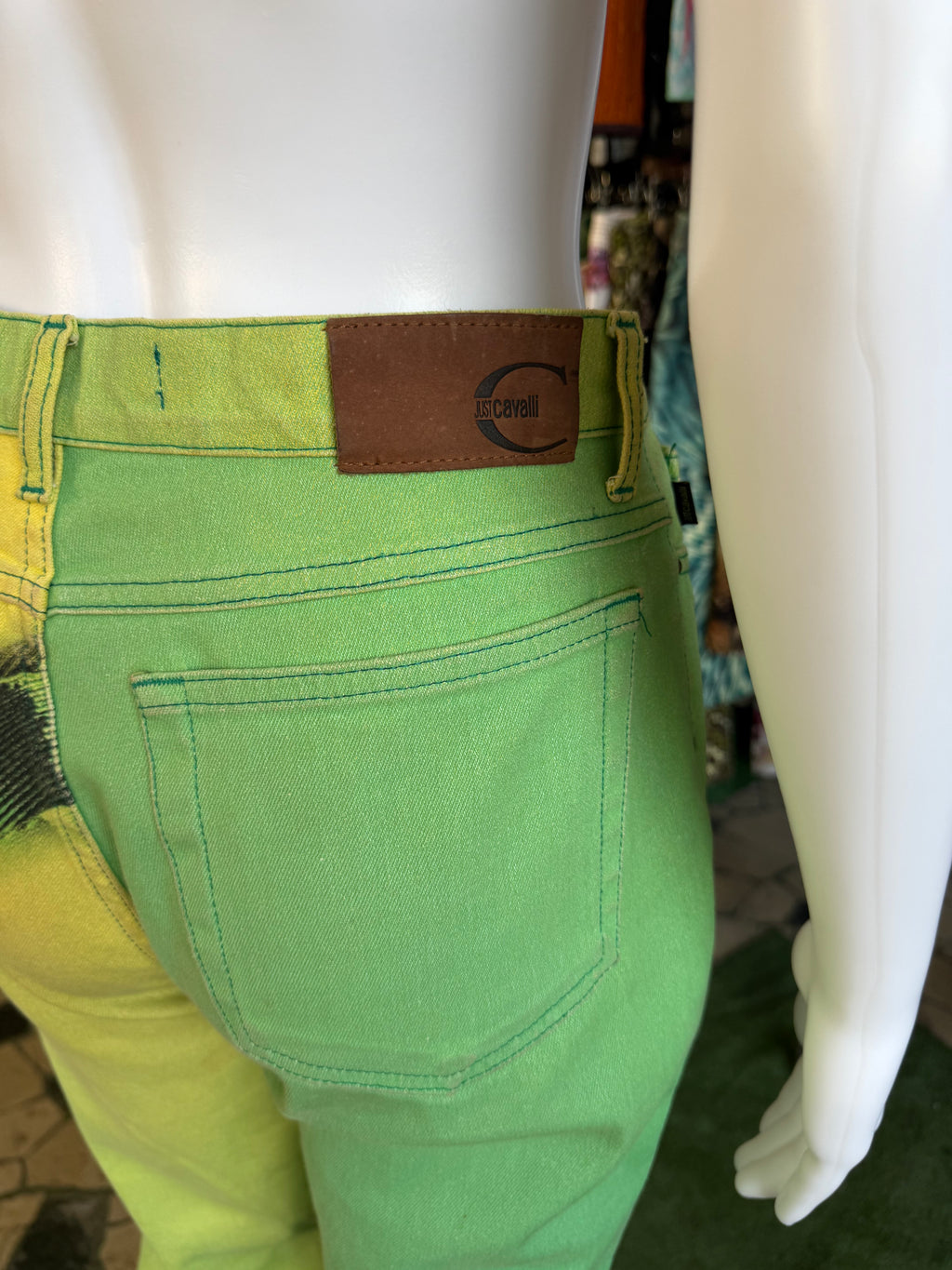 Jeans Roberto Cavalli verde iguana 00s