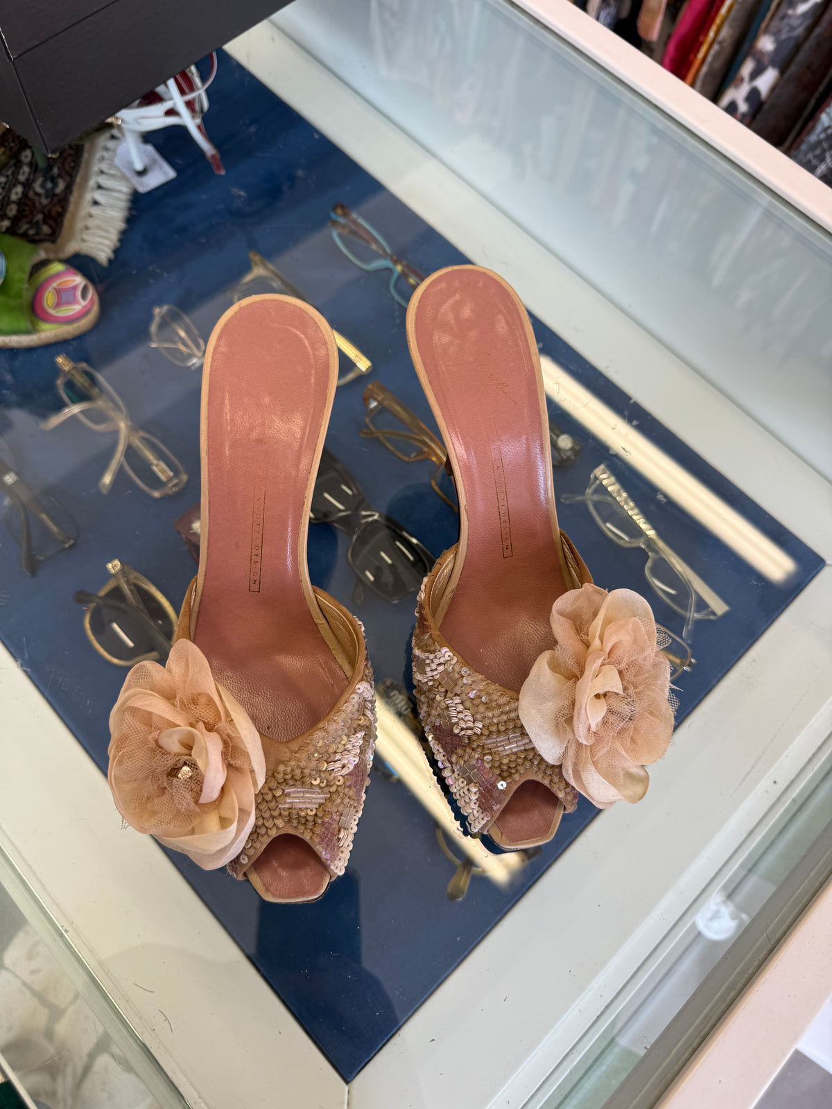 Sandali sabot Giuseppe Zanotti fiori e perline ricamate 00s