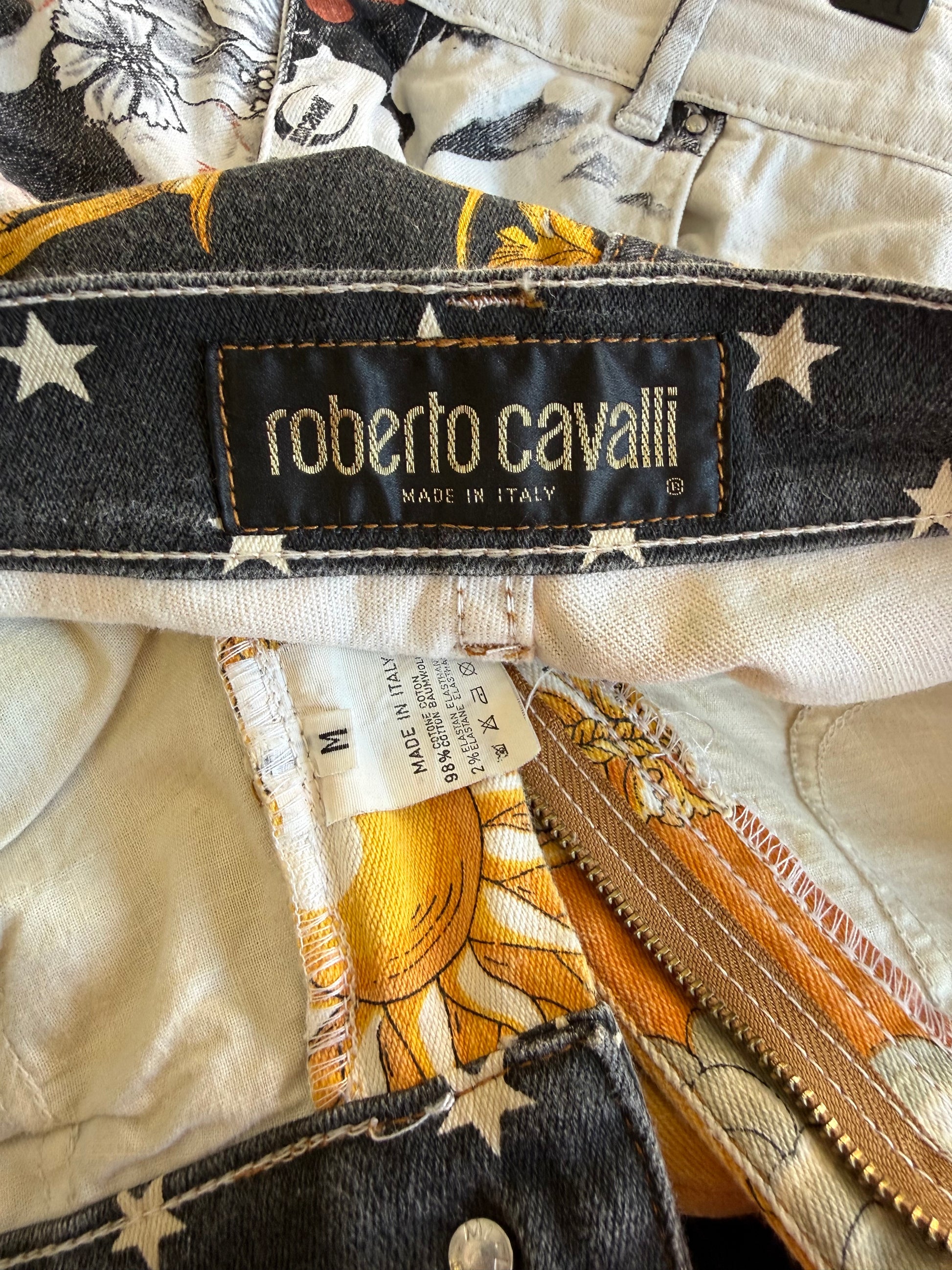 Jeans Roberto Cavalli barocco Pegaso 1990s