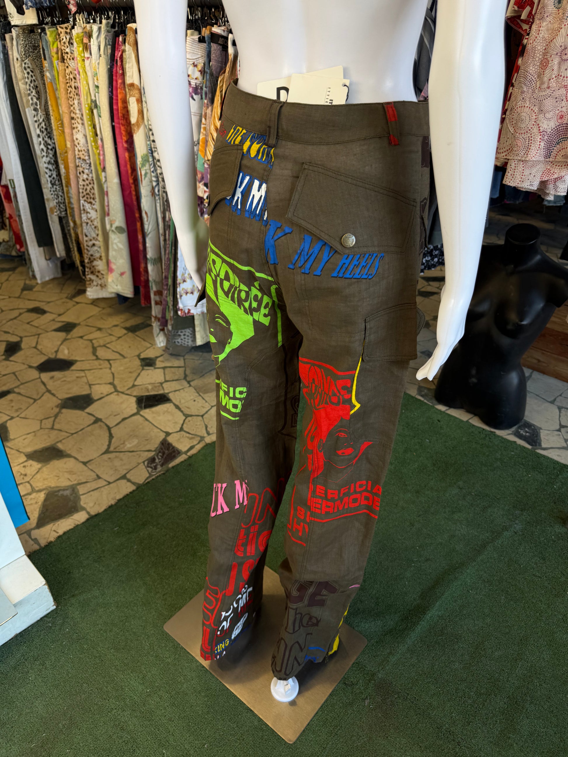 Pantalone Dolce & Gabbana cargo FW2004 lino stampato  nuovo