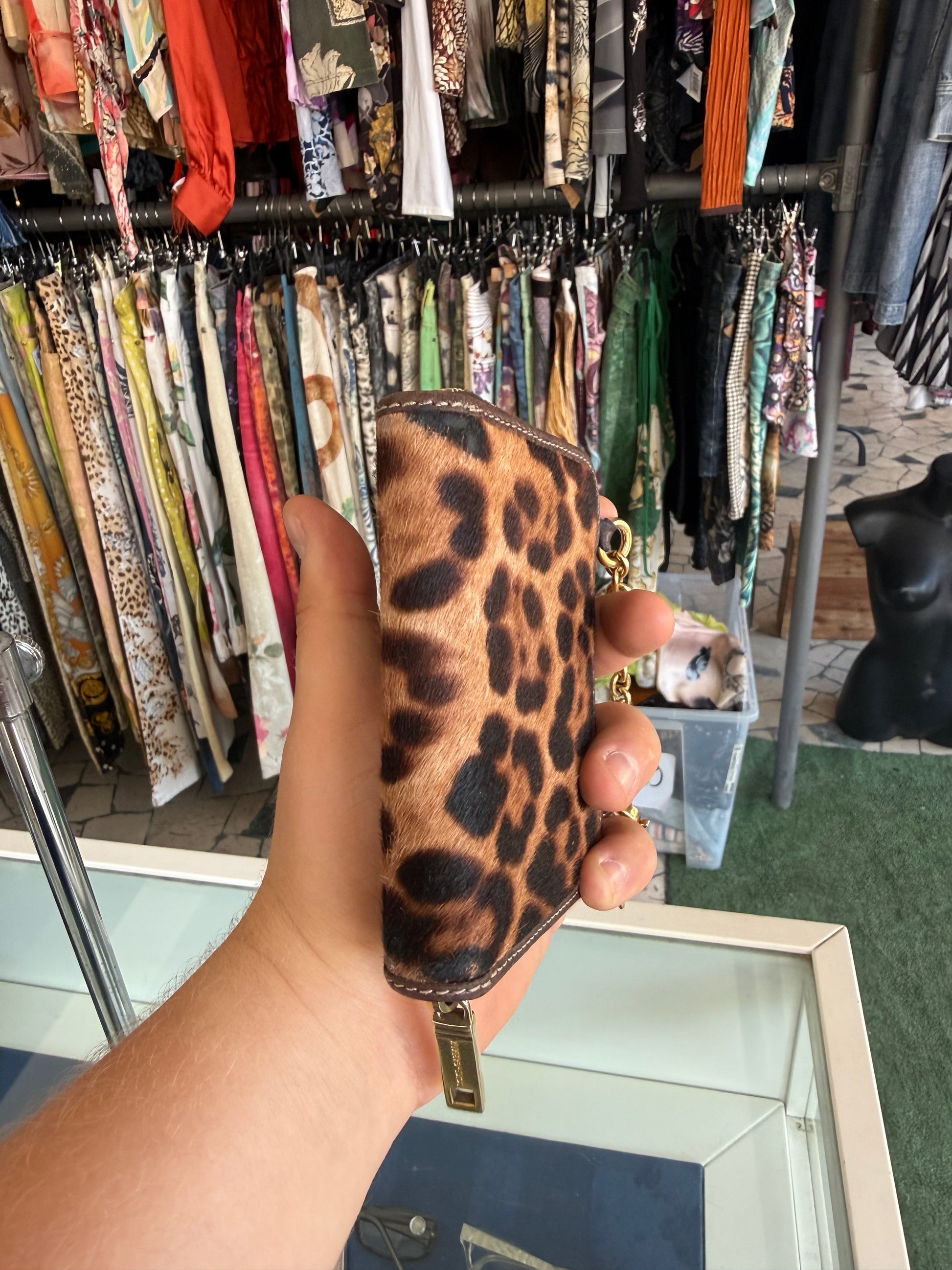 Micro pochette Dolce & Gabbana cavallino leopardato 00s