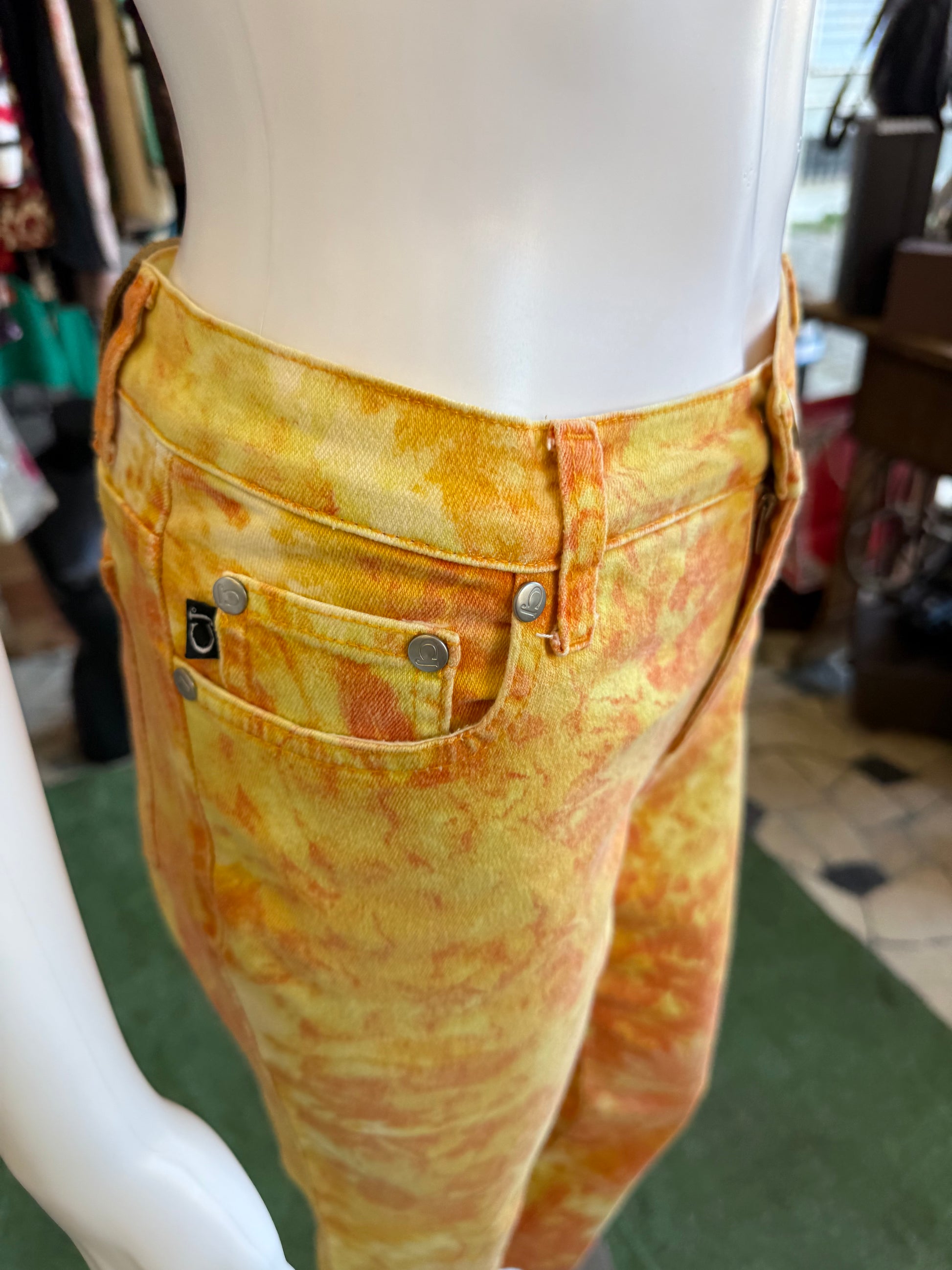 Jeans Roberto Cavalli  fiori arancioni 90s