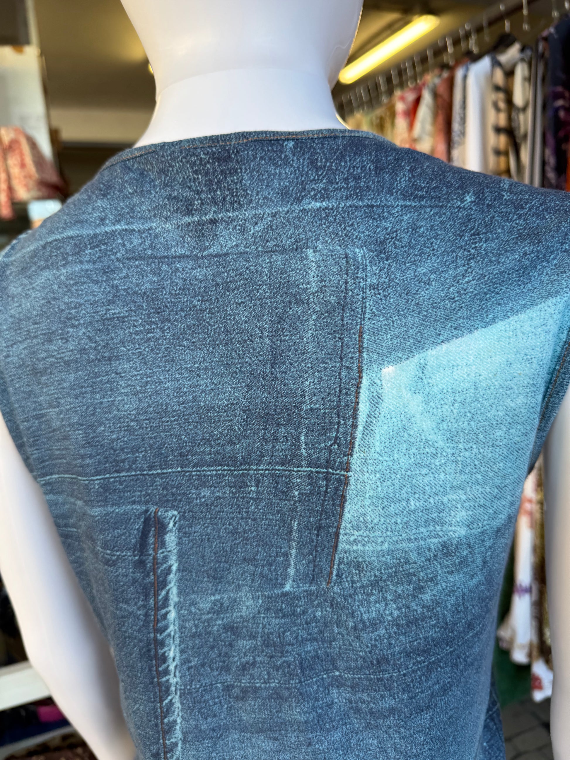 Top Roberto Cavalli stampa denim 90s