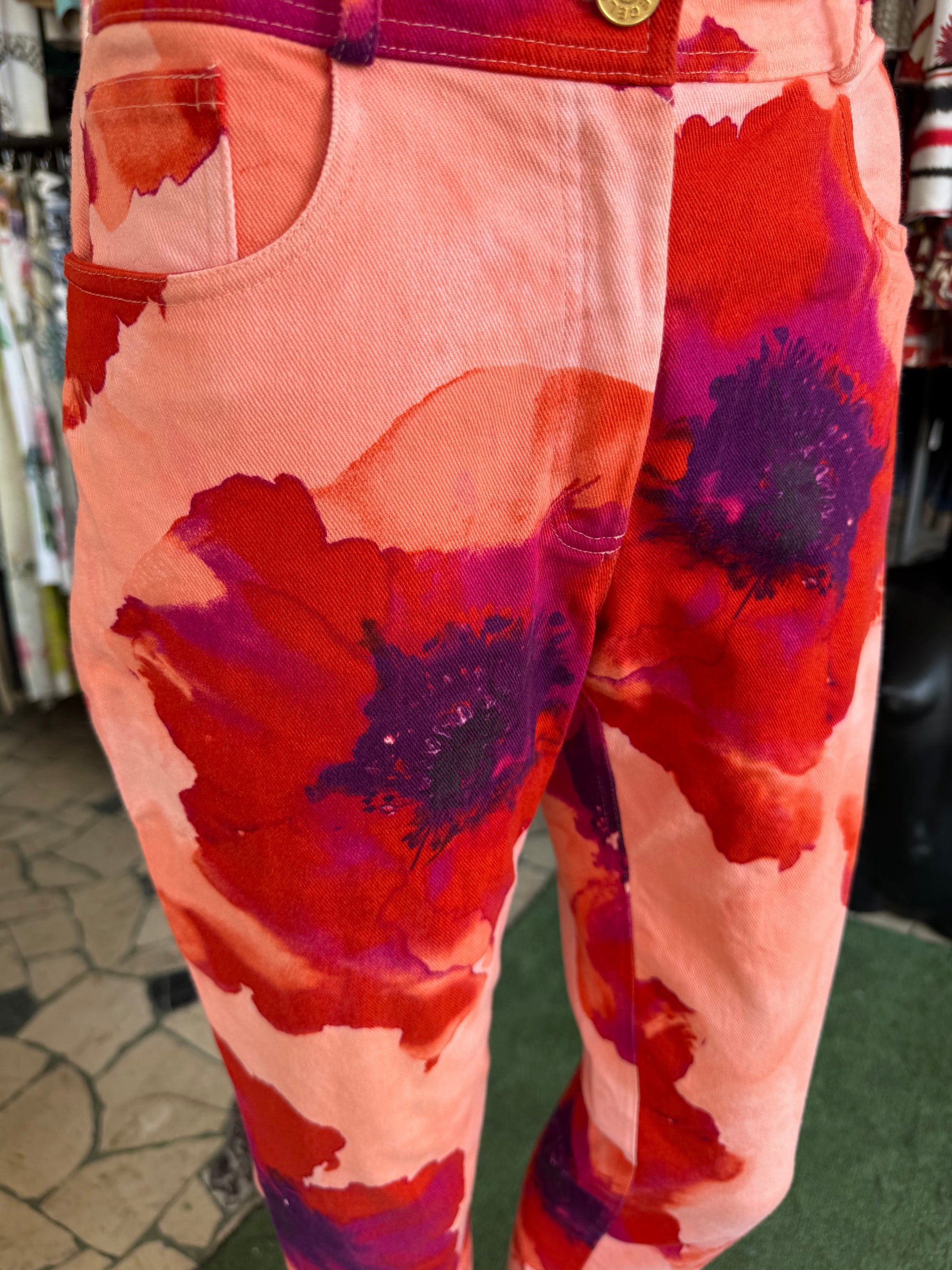 Jeans Celine SS2004 fiori di papavero