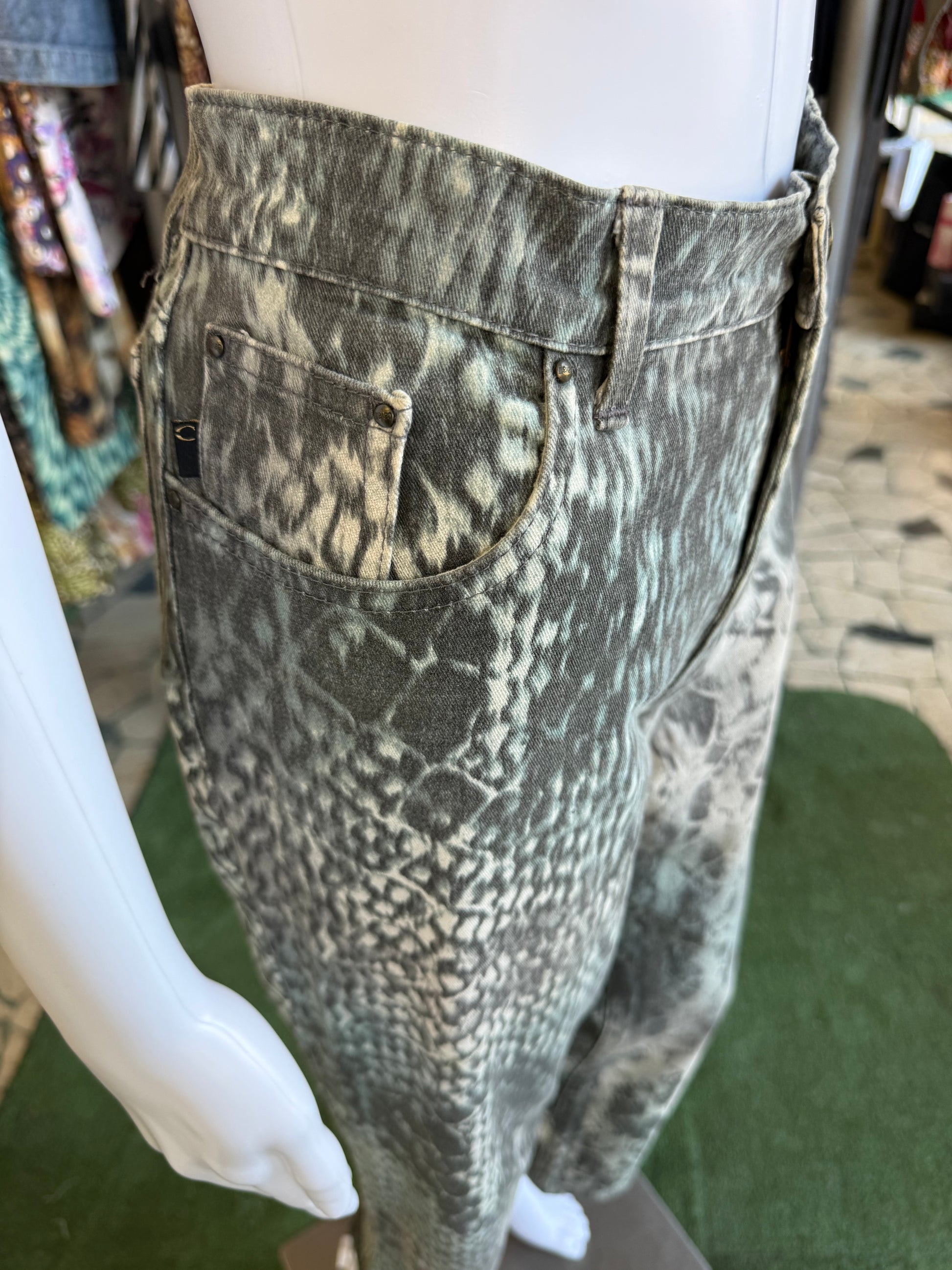 Jeans Roberto Cavalli pitone azzurro 00s