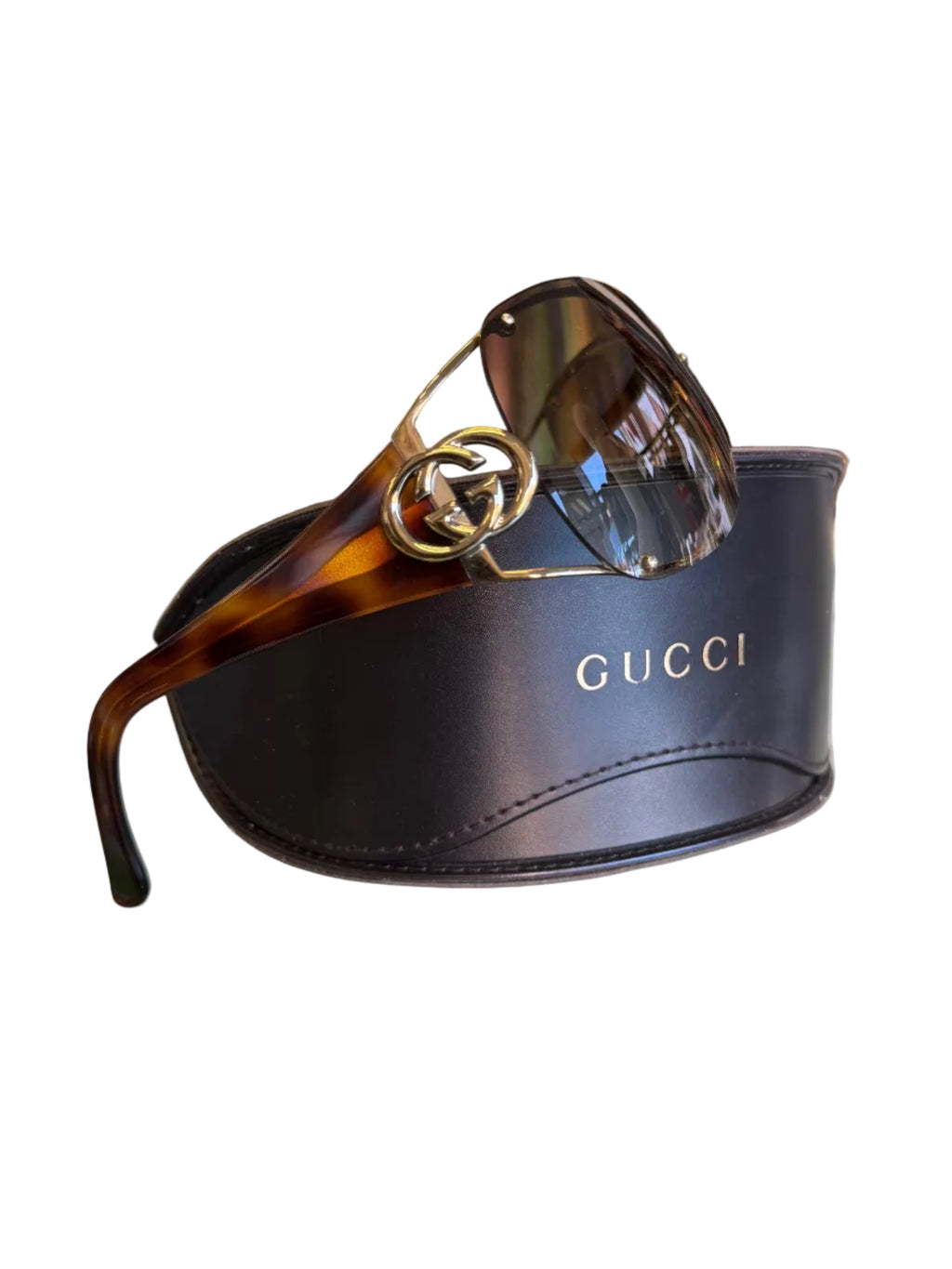 Occhiali da sole Gucci anni 2000 logo e tartarugato