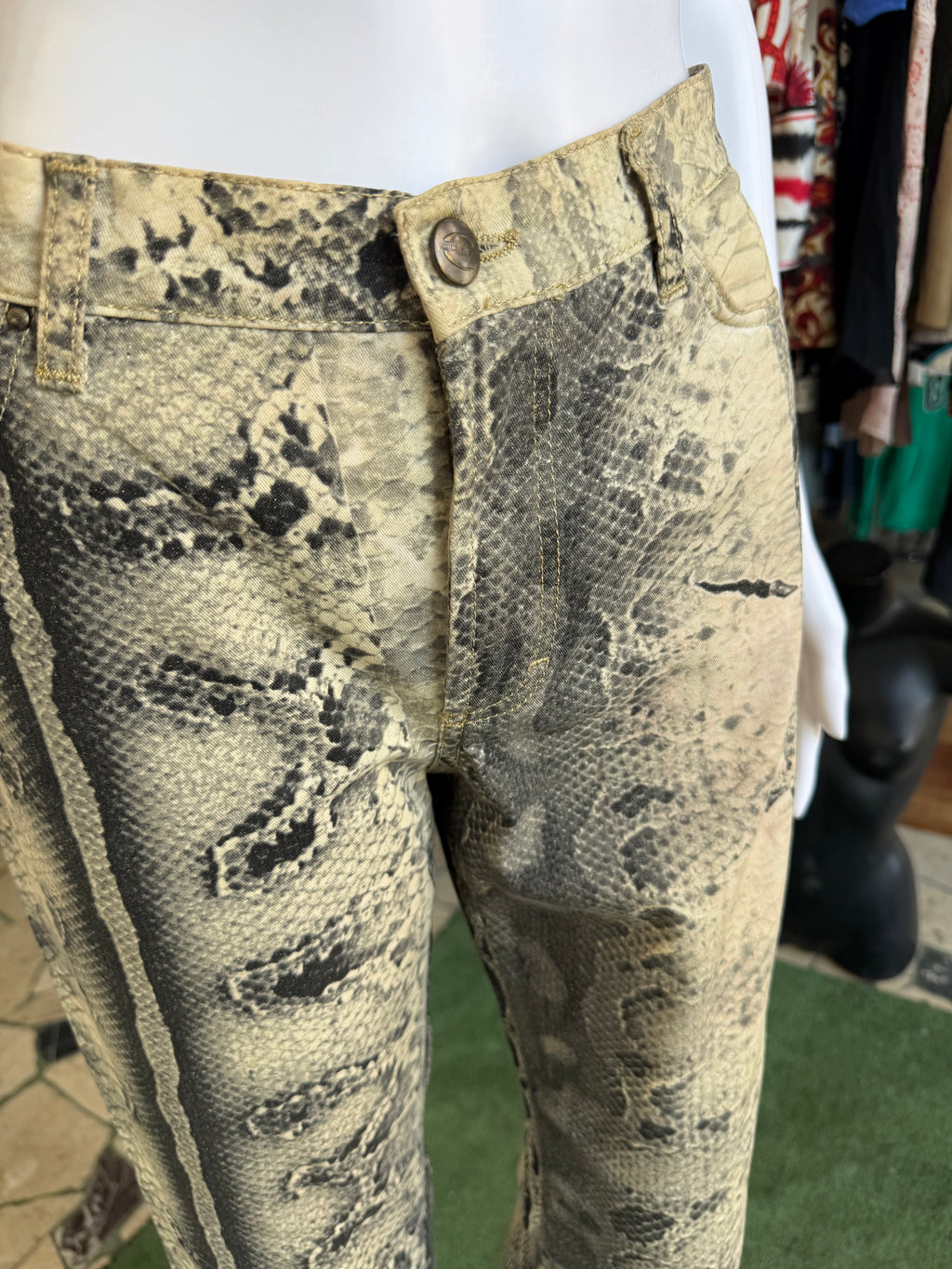 Jeans Roberto Cavalli pitone naturale 00s