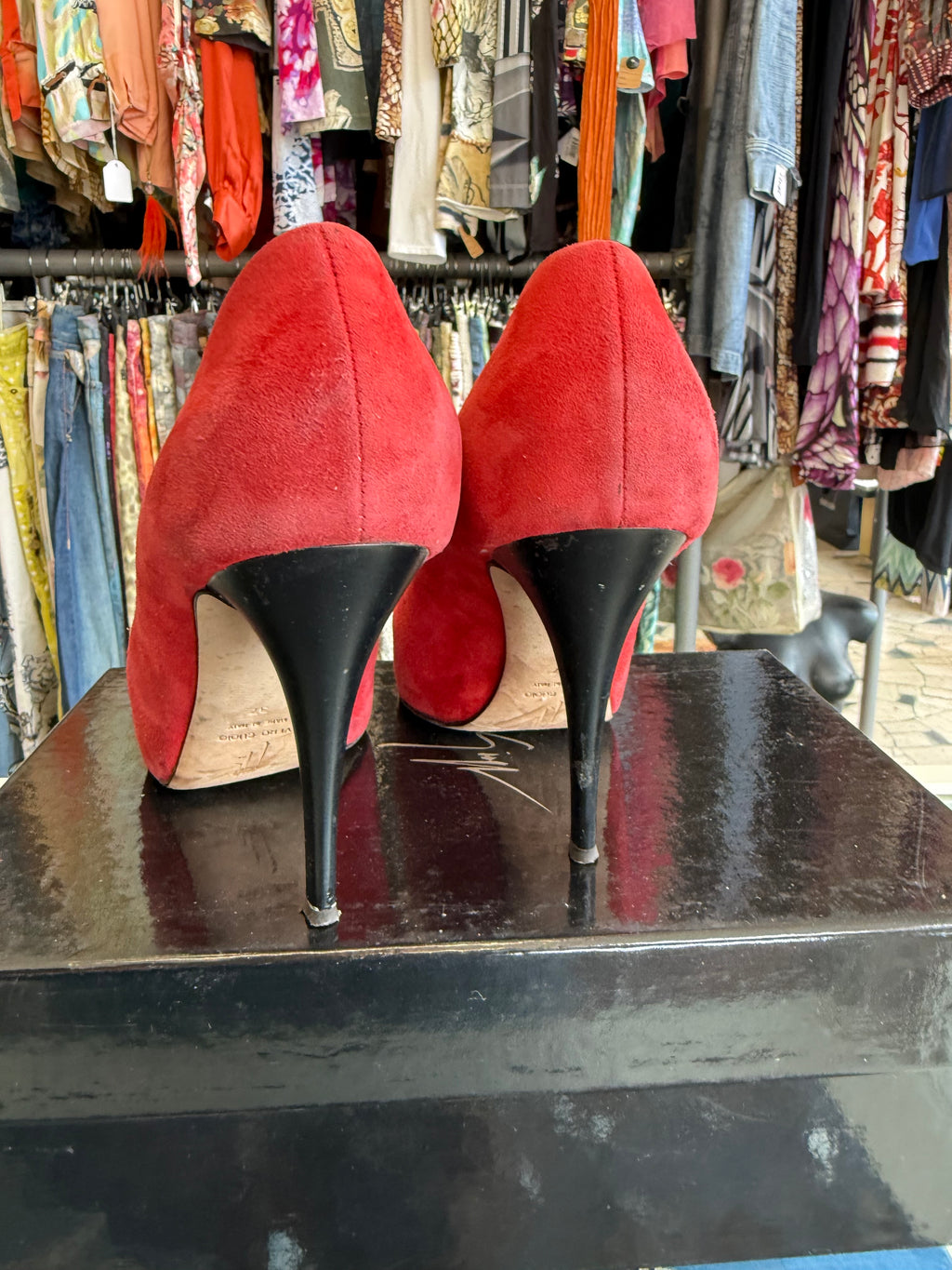 Tacchi Giuseppe Zanotti cristalli rosso 2010s