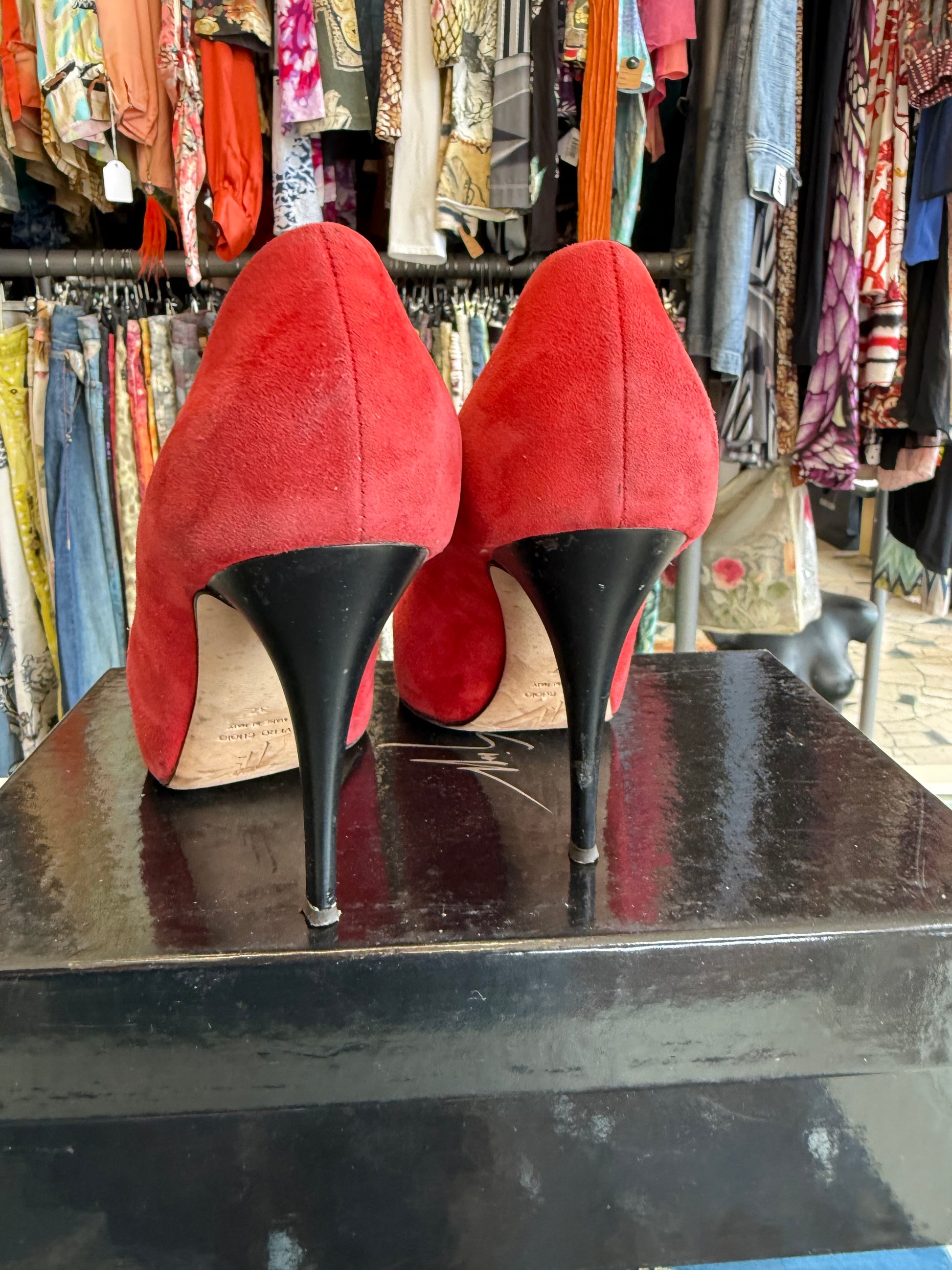 Tacchi Giuseppe Zanotti cristalli rosso 2010s