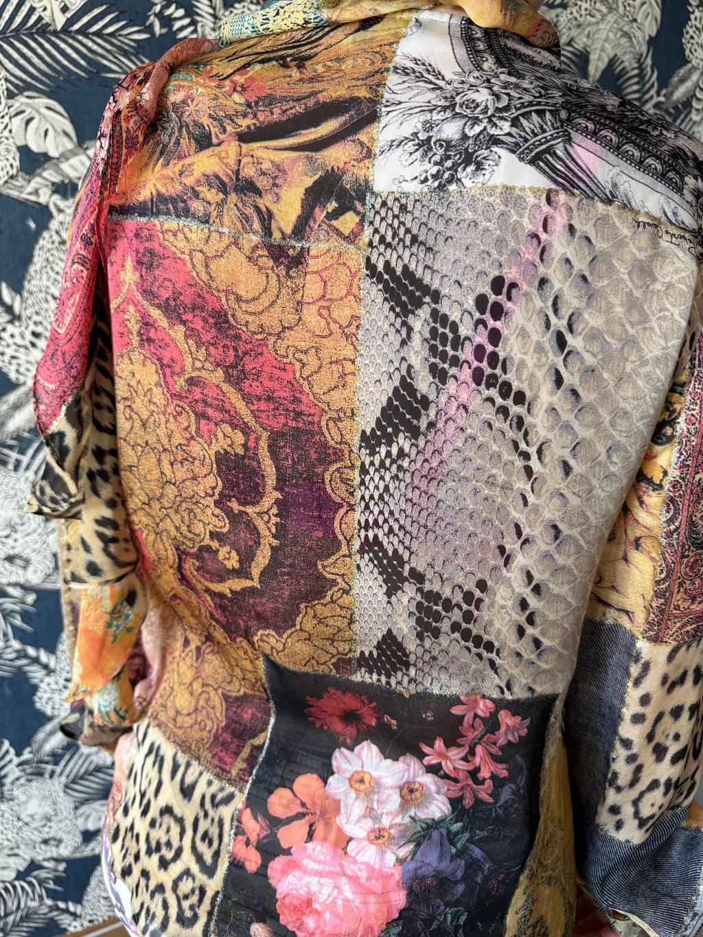 Camicia Roberto Cavalli SS2002 patchwork seta nuova