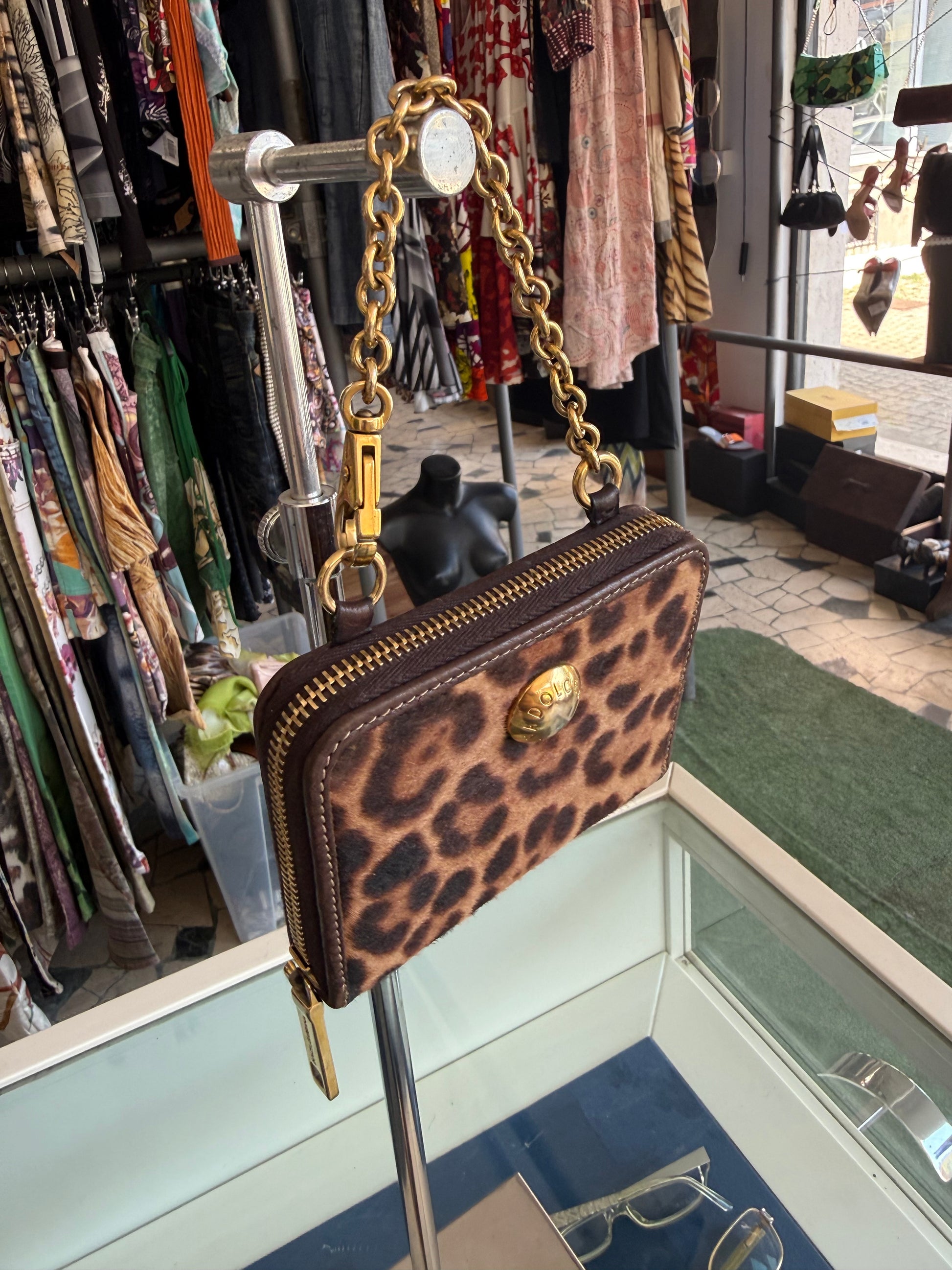 Micro pochette Dolce & Gabbana cavallino leopardato 00s