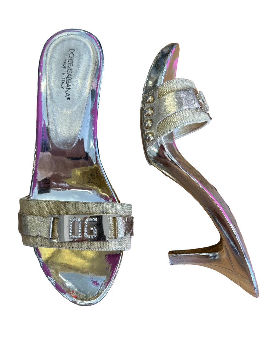 Sandali kitten heels Dolce & Gabbana oro 2000s