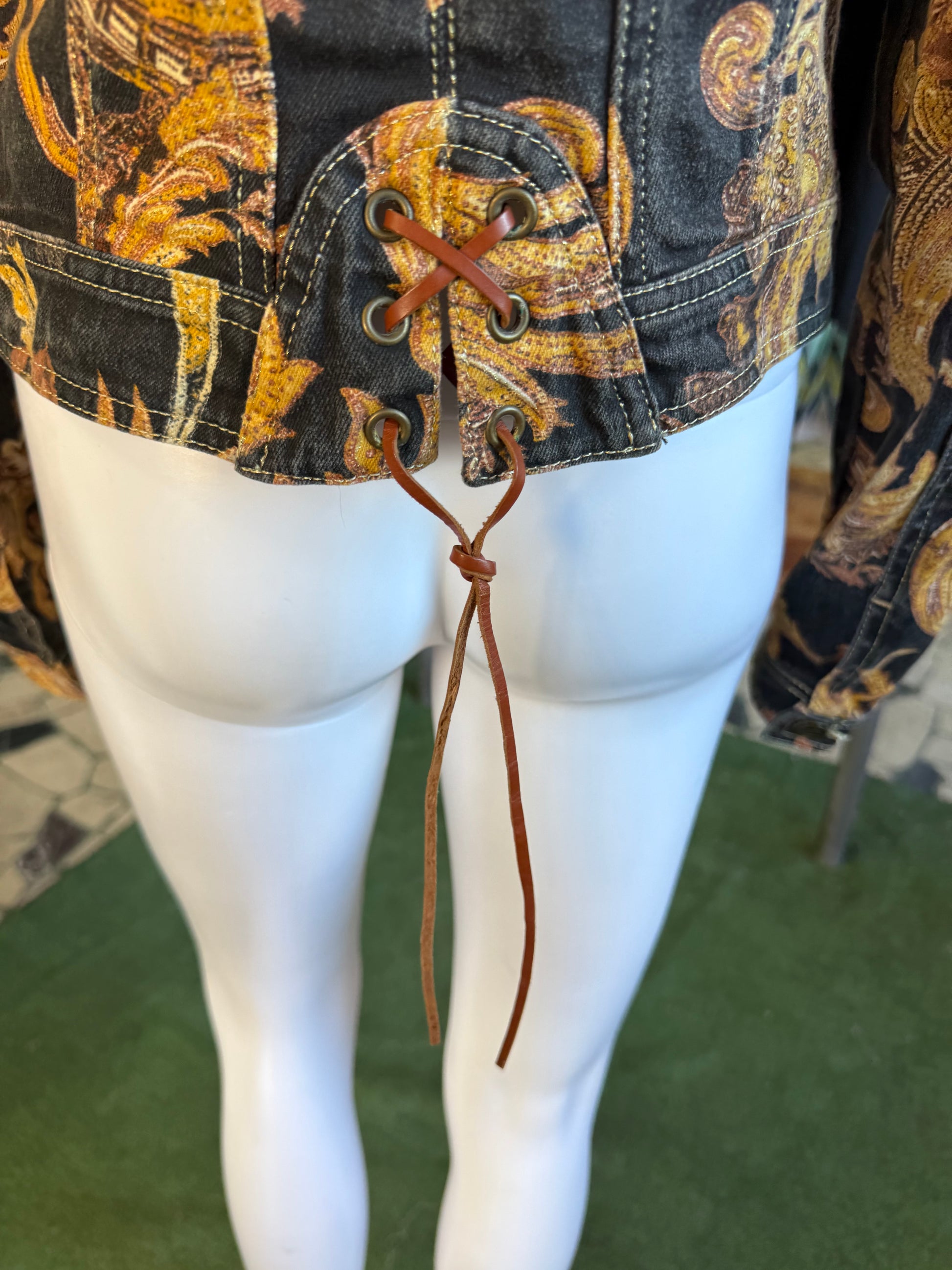 Giacca Roberto Cavalli barocco dorato 00s