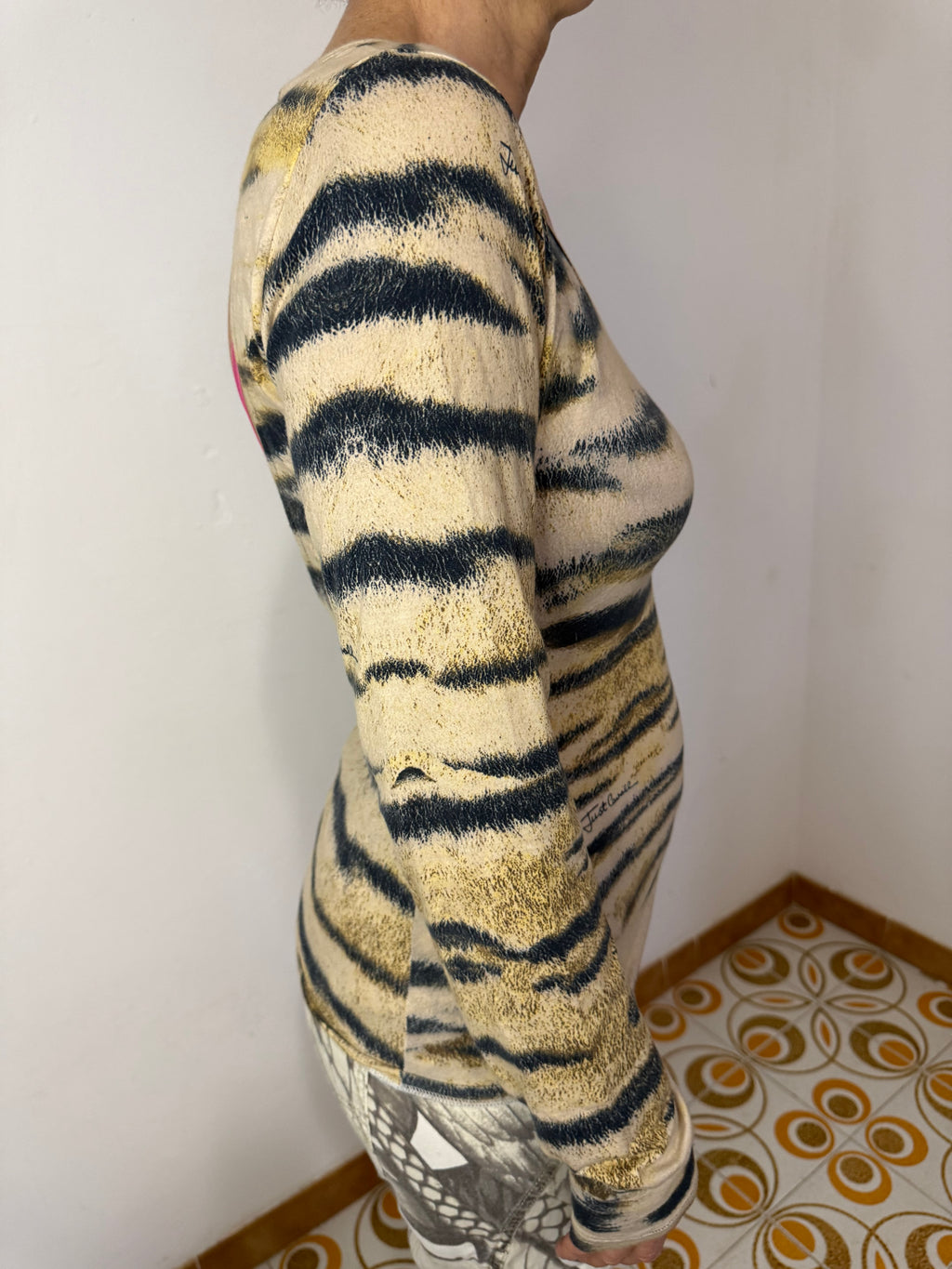 Top schiena scoperta tigre chiara Roberto Cavalli 2000” iconic print