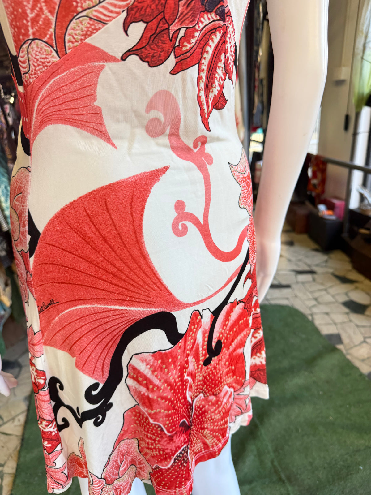 Abito Roberto Cavalli fiori d’ibisco 00s