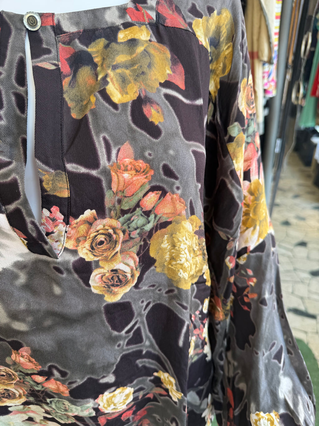 Blusa Roberto Cavalli seta fiori 00s