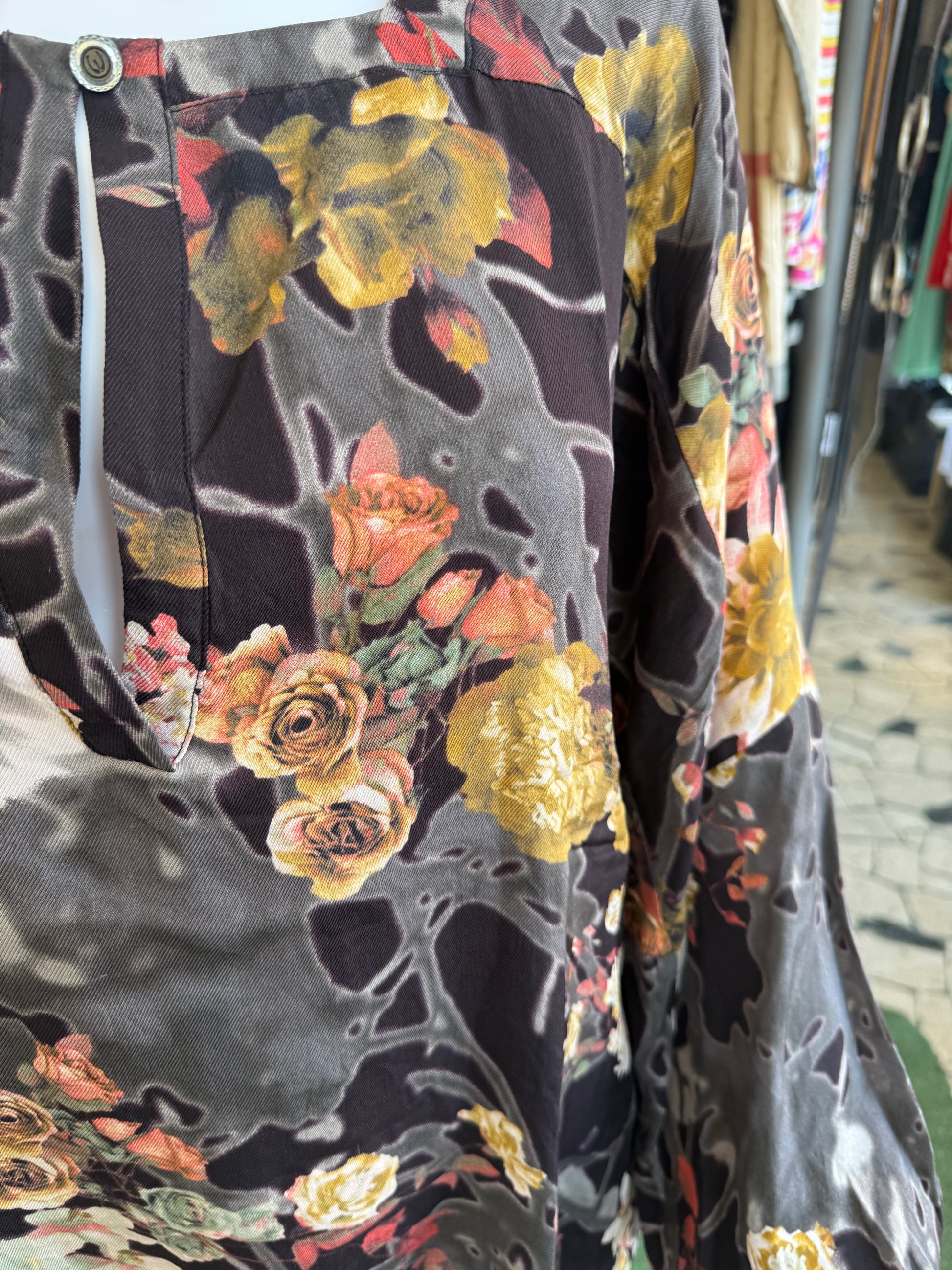 Blusa Roberto Cavalli seta fiori 00s