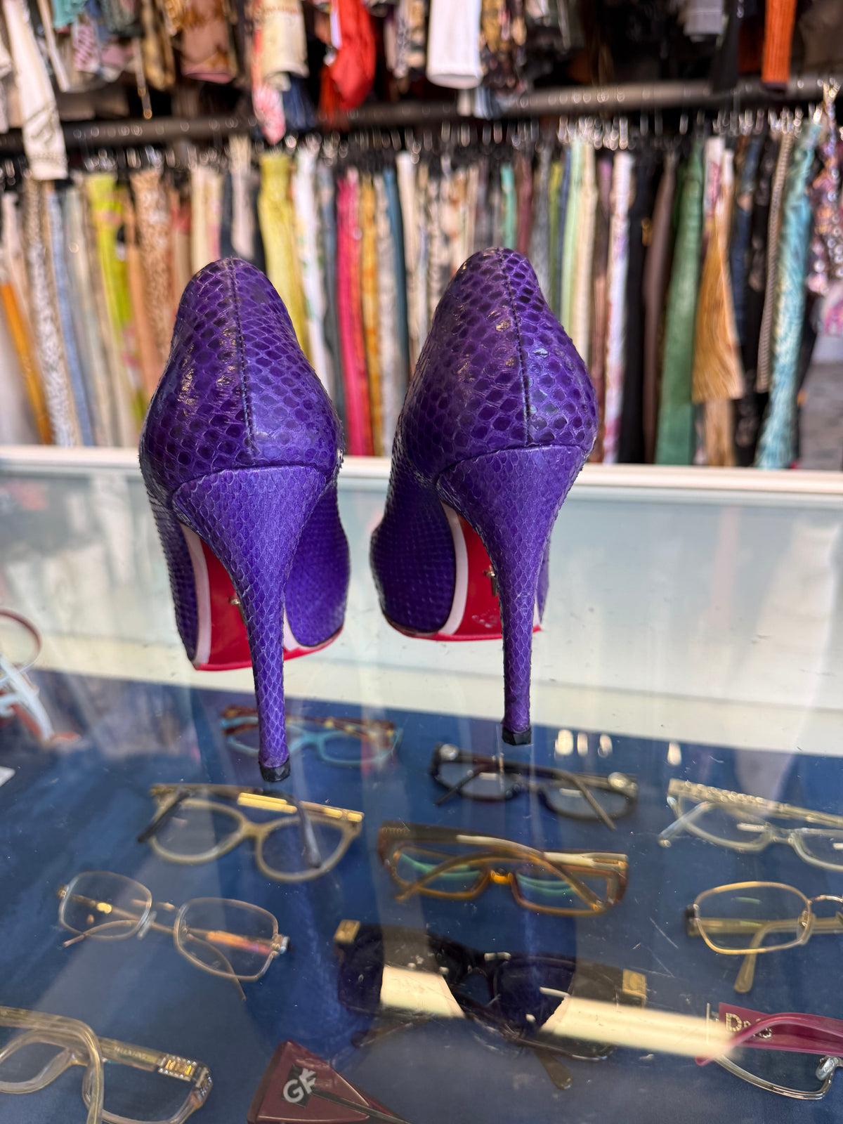 Décolleté Cesare Paciotti pitone viola 00s
