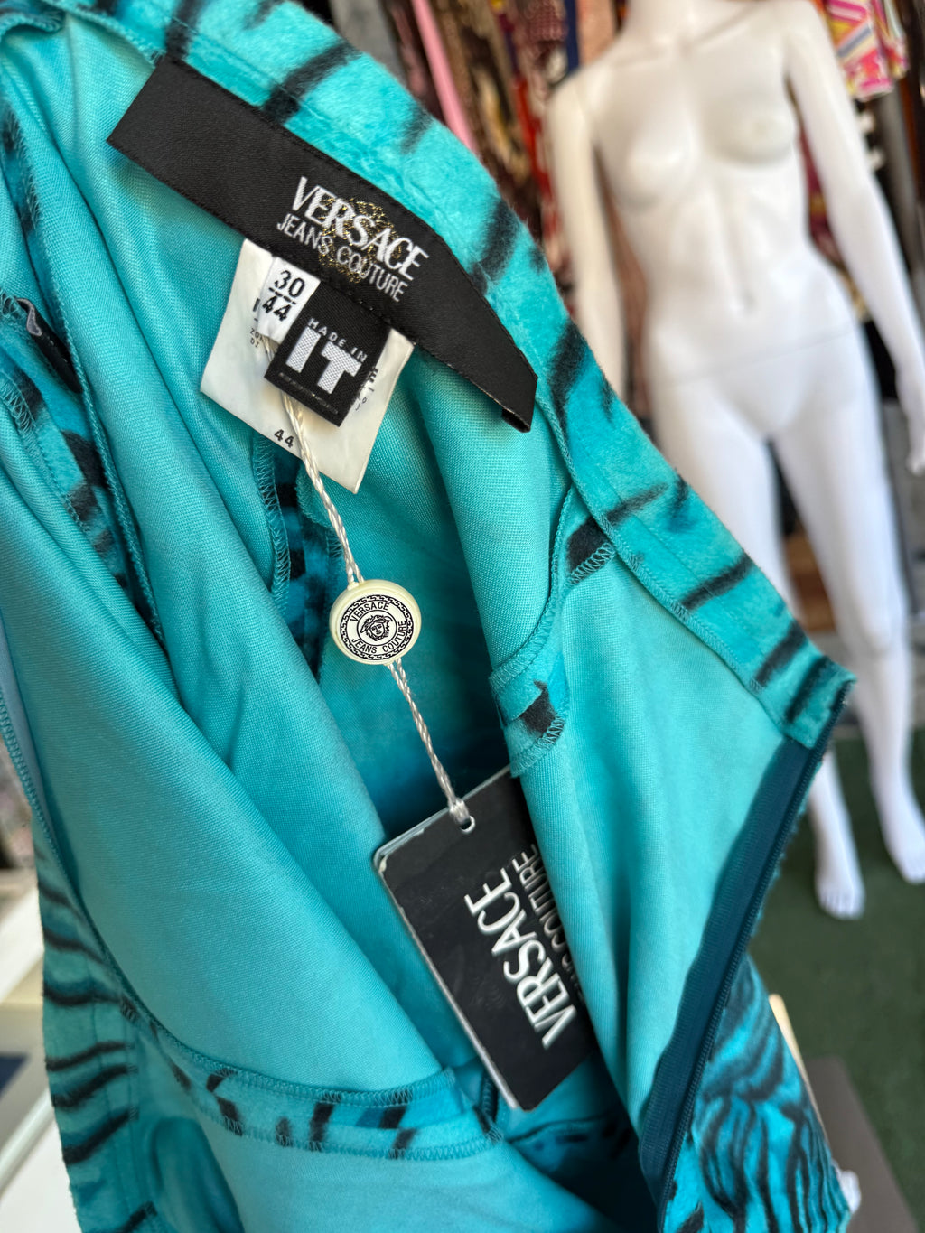 Pantalone Versace tigre blu 90s nuovo