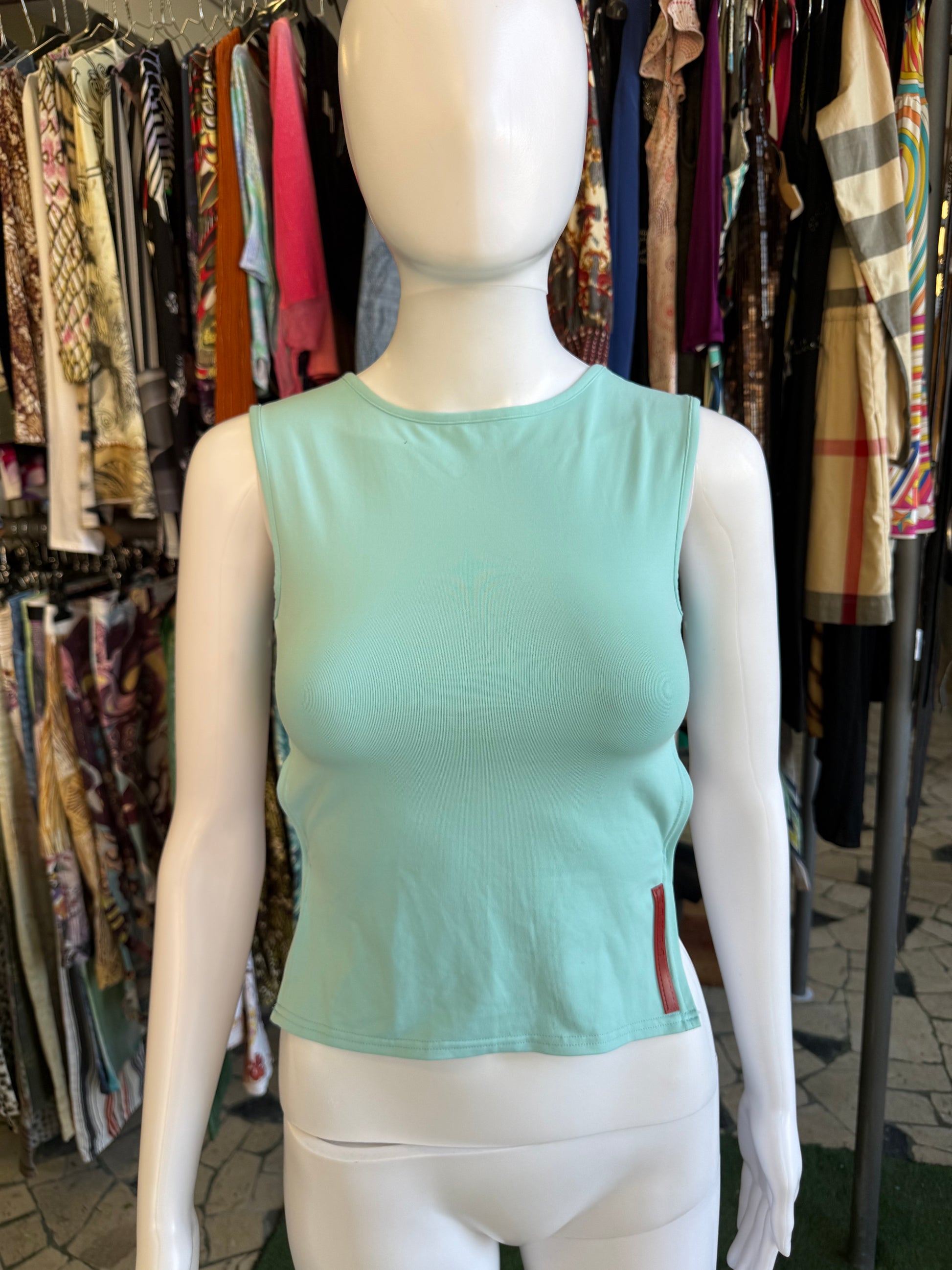 Top Prada schiena scoperta azzurro 90s