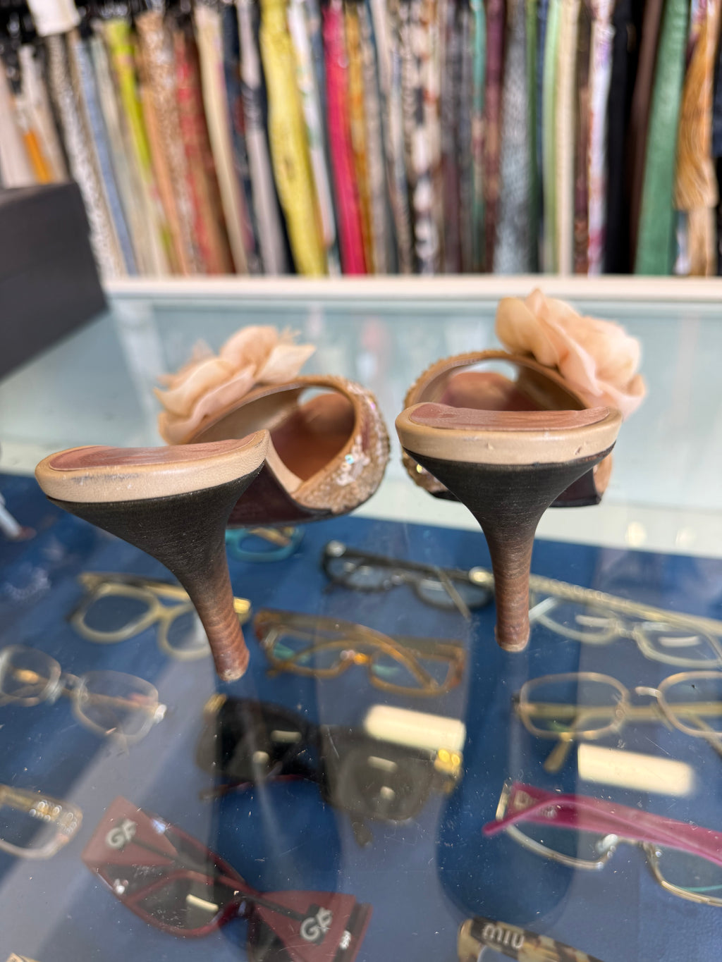 Sandali sabot Giuseppe Zanotti fiori e perline ricamate 00s