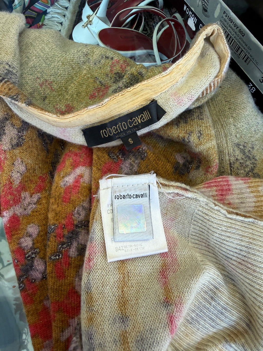 Cardigan Roberto Cavalii FW2002 pied de poule degradè