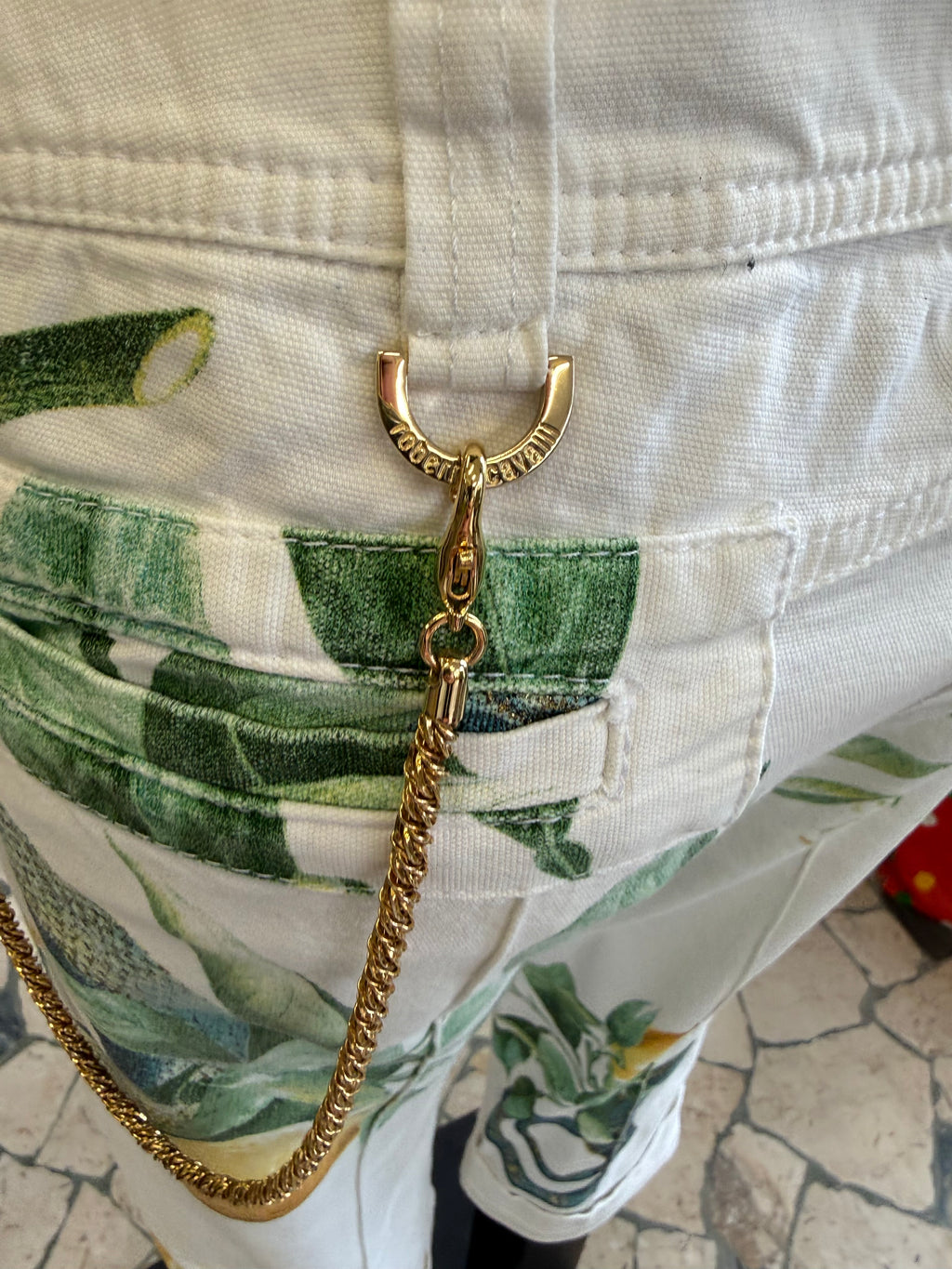 Pantaloni Roberto Cavalli SS2005 limoni e serpenti
