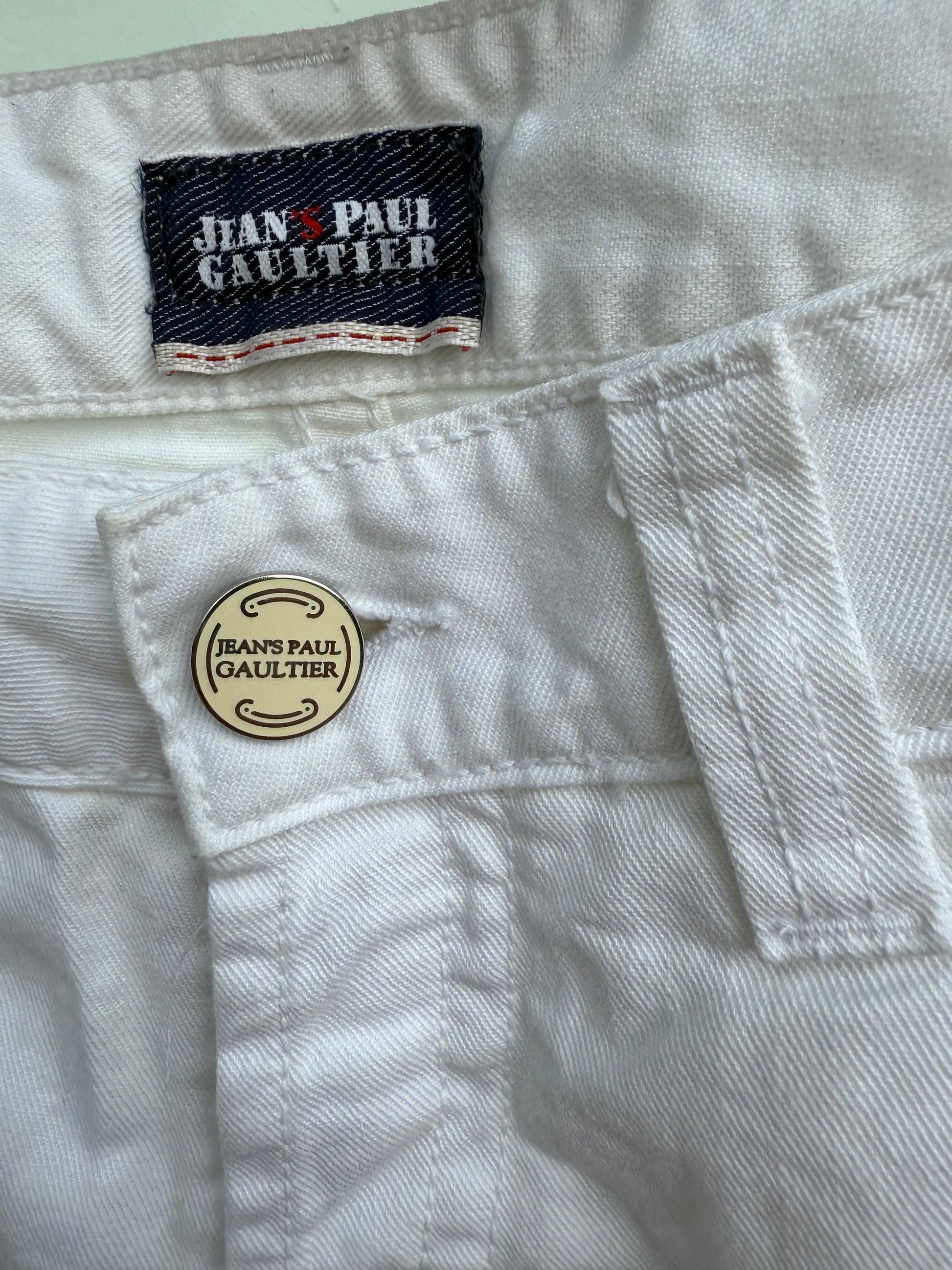 Jeans Jean Paul Gaultier con dettagli in pelle